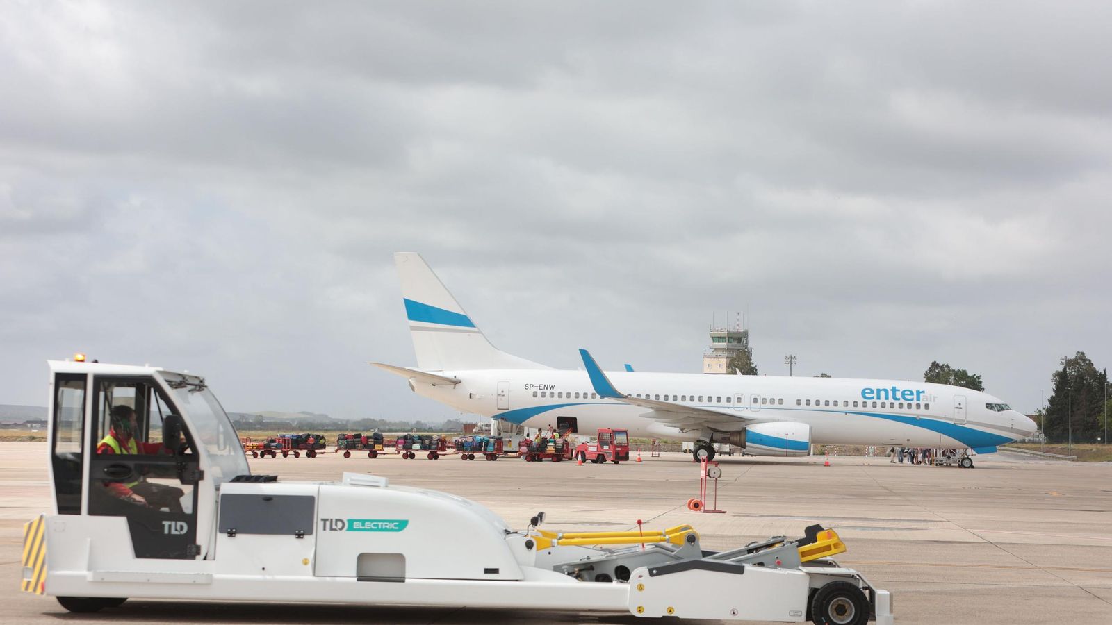 Un avión de la compañía Enter Air que cubre la ruta Varsovia-Jerez.