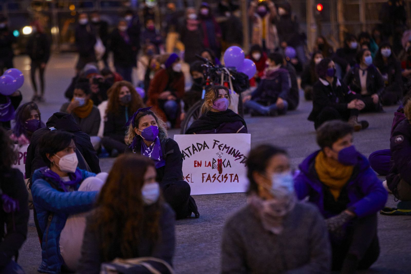 Concentraciones feministas en Madrid pese a la prohibición.