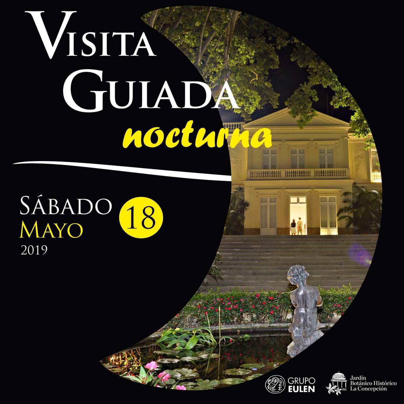 Cartel de las visitas nocturnas al Jardín Botánico de La Concepción.