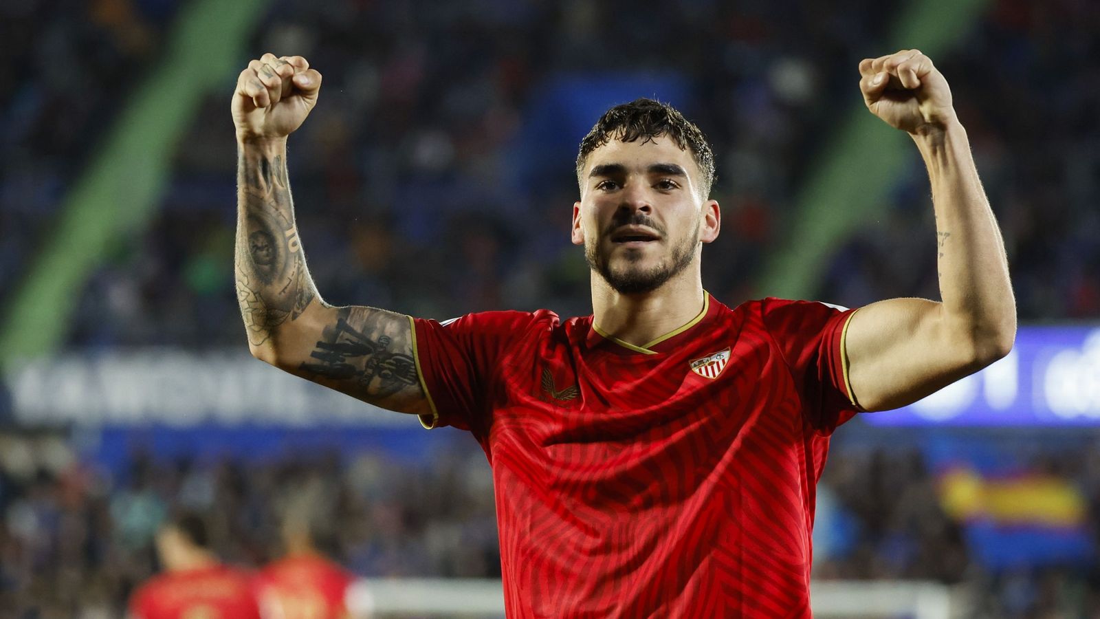 Isaac celebra uno de los seis goles que marcó antes de su lesión, este en Getafe.