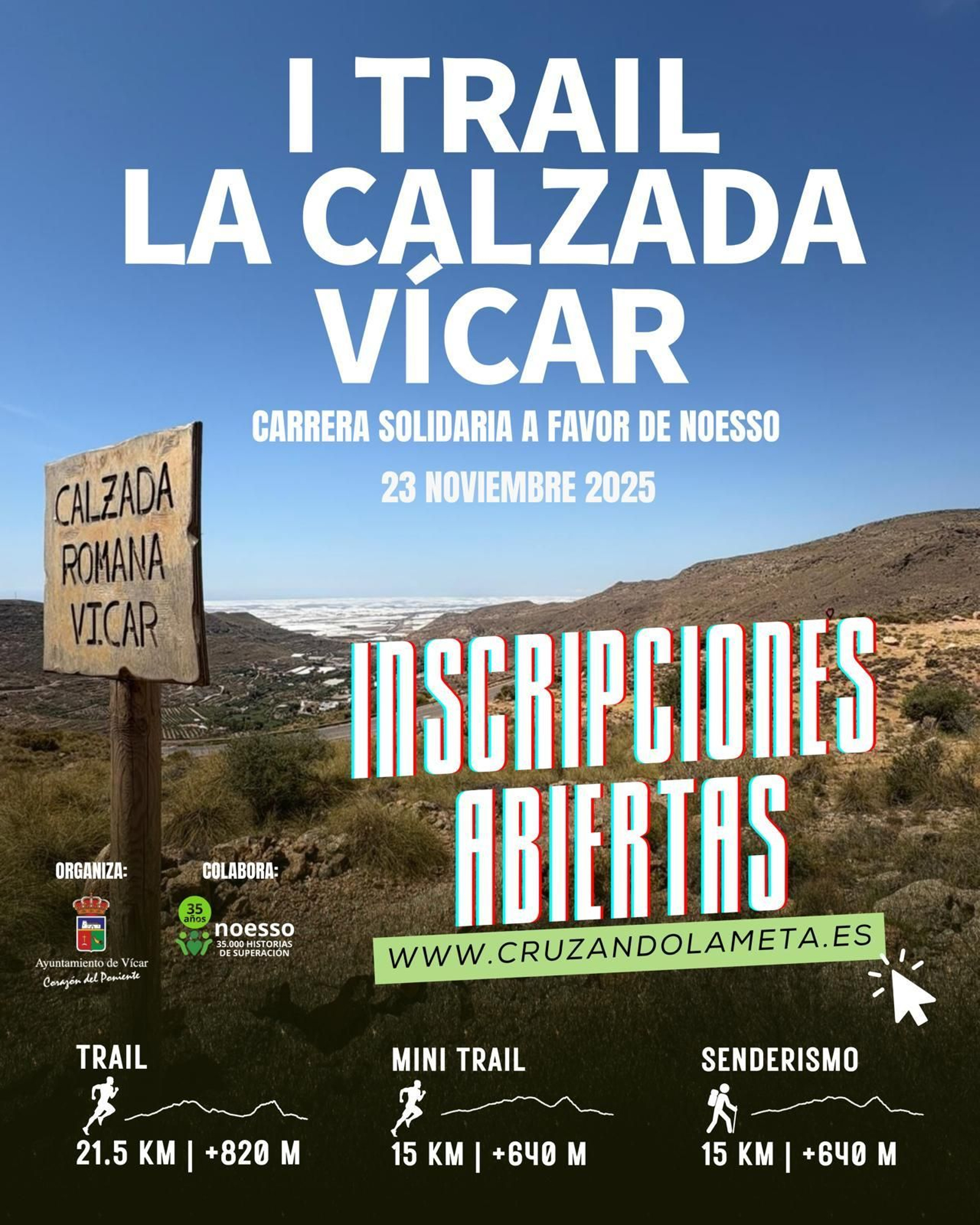 Habrá tres distncias diferentes, 21.5 km; 15 km y esta mism distancia en senderismo