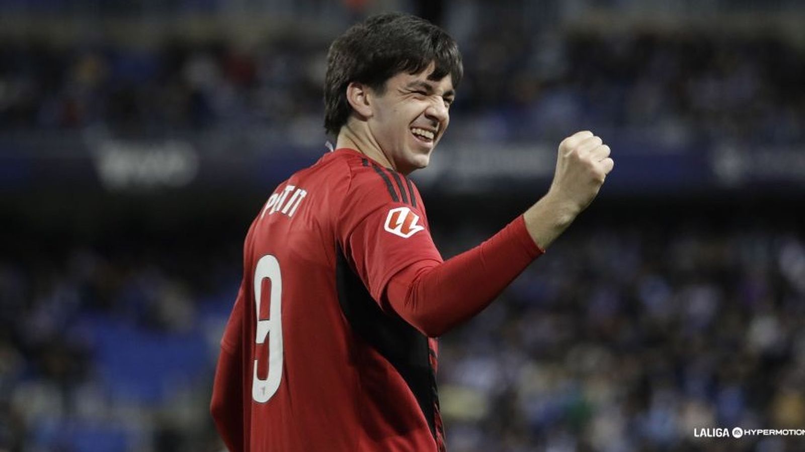 Gonzalo Petit celebrando su cuarto gol en liga con el conjunto de Miranda de Ebro