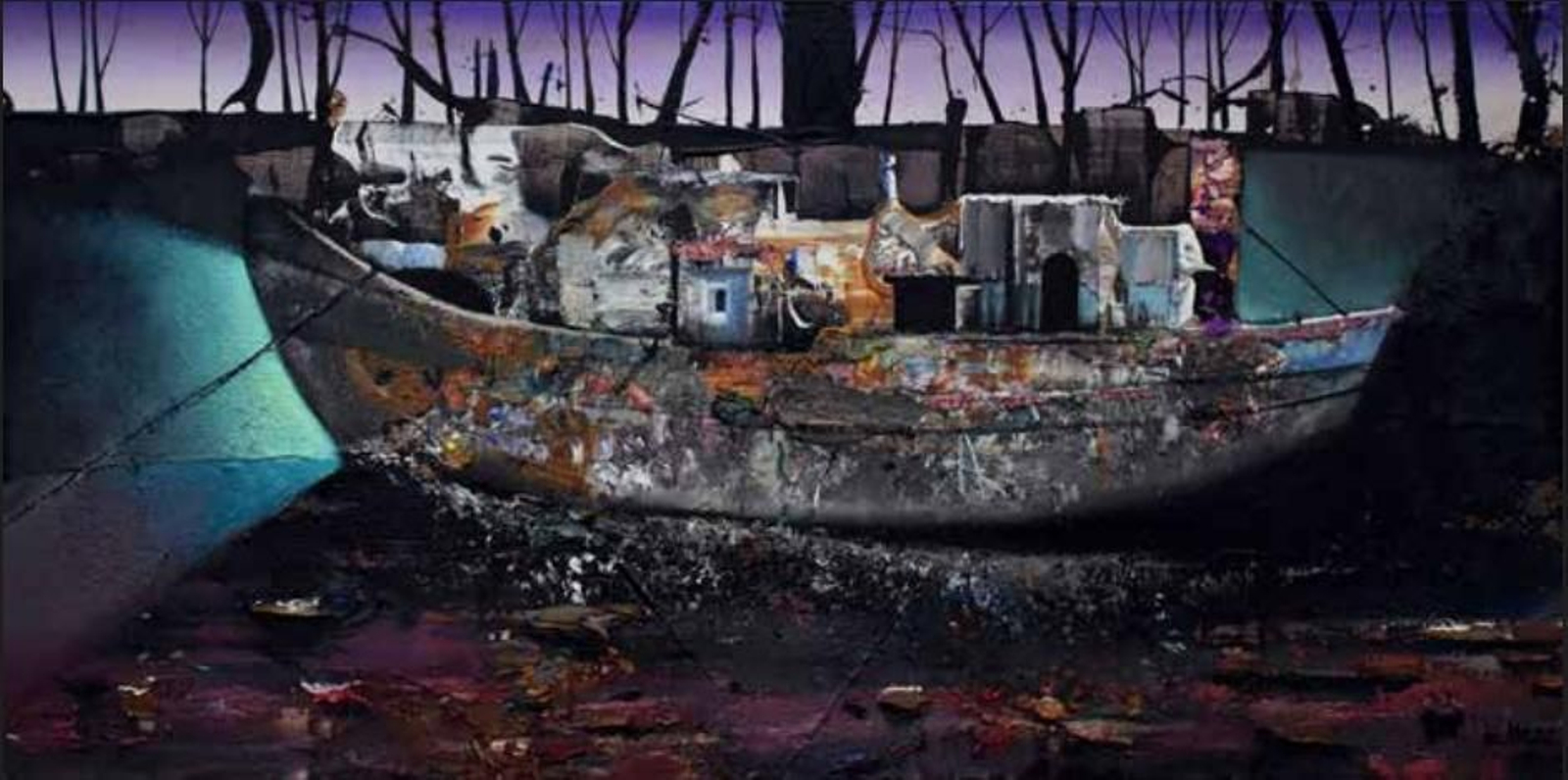 'Últimos días' es la obra que da título a la muestra, un cuadro de técnica mixta sobre tela.