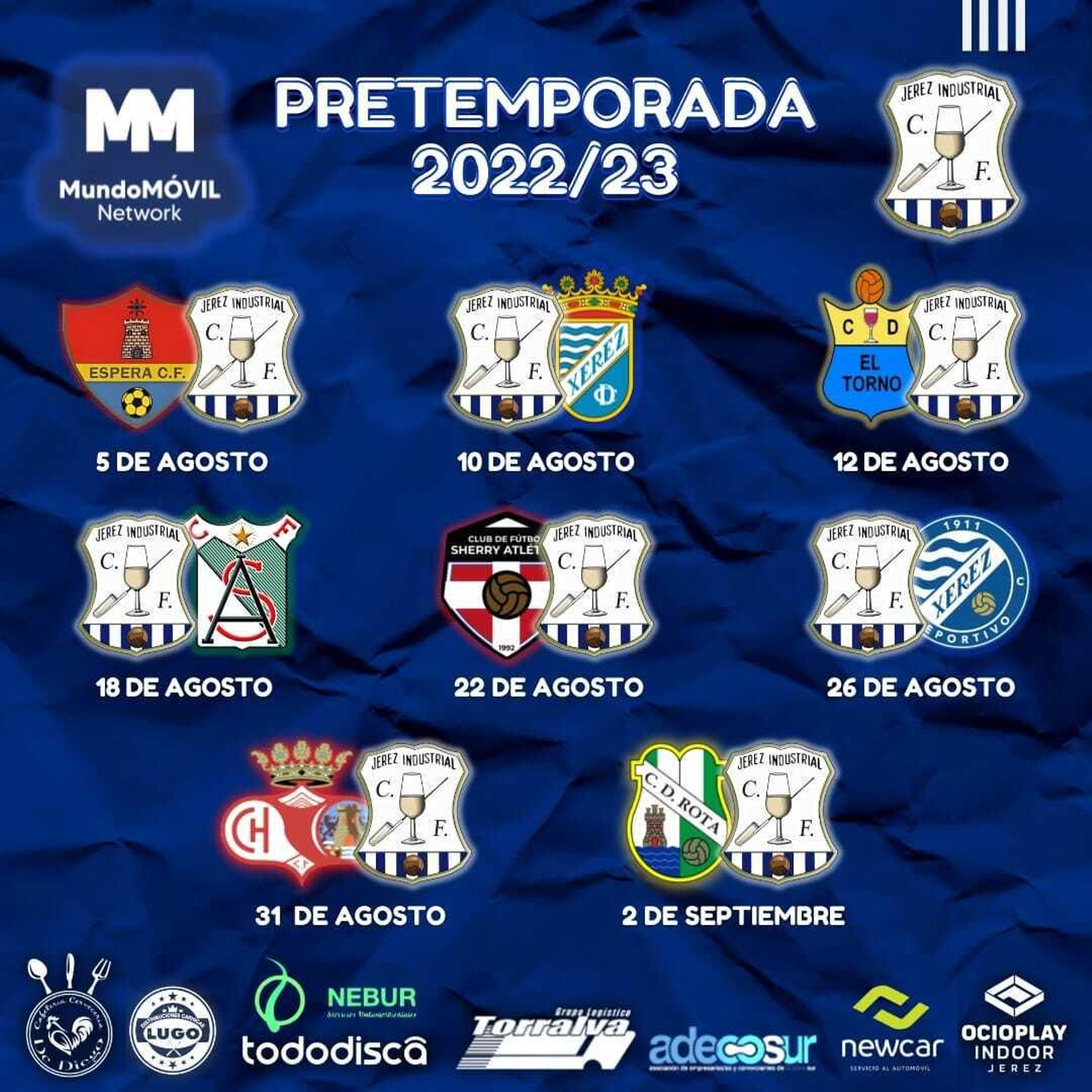 Calendario de amistosos del Jerez Industrial.