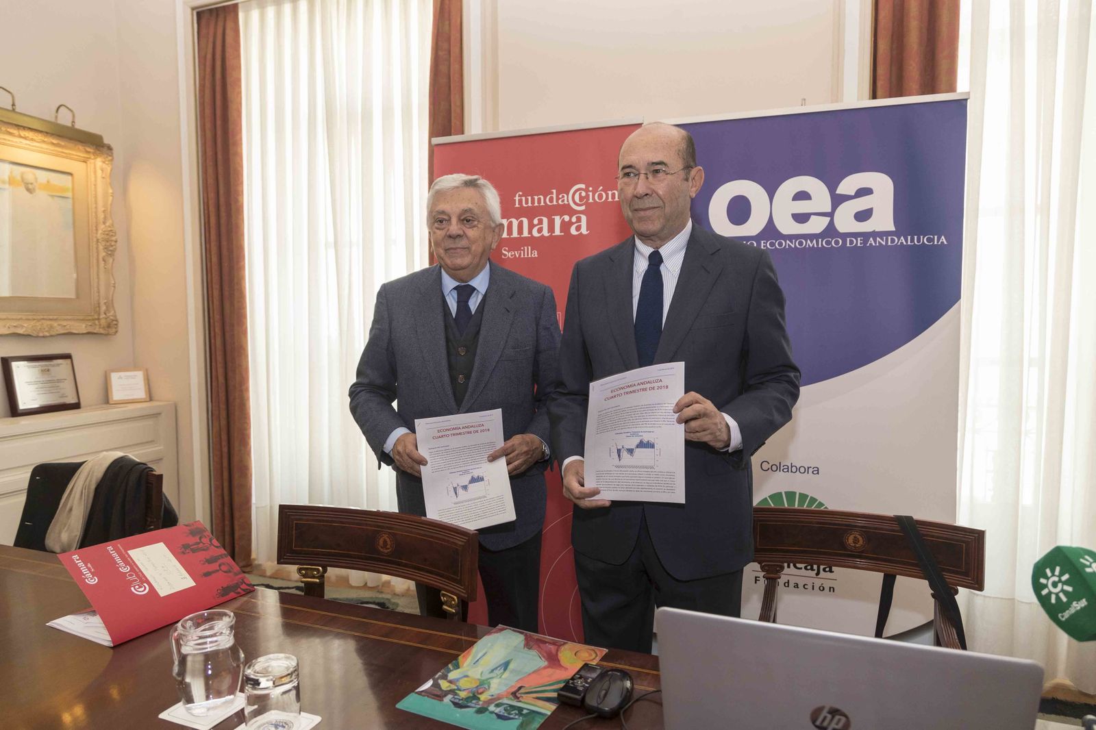 Francisco Herrero, presidente de la Cámara de Comercio de Sevilla, y Francisco Ferraro, presidente del Observatorio Económico de Andalucía