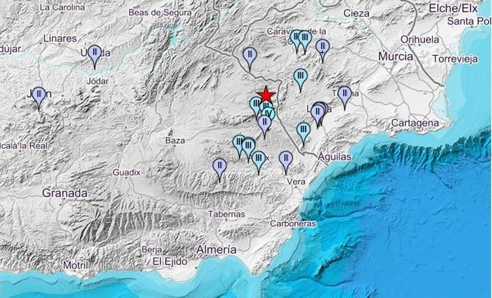 El terremoto de Los Vélez se ha notado en más de 20 municipios de tres provincias