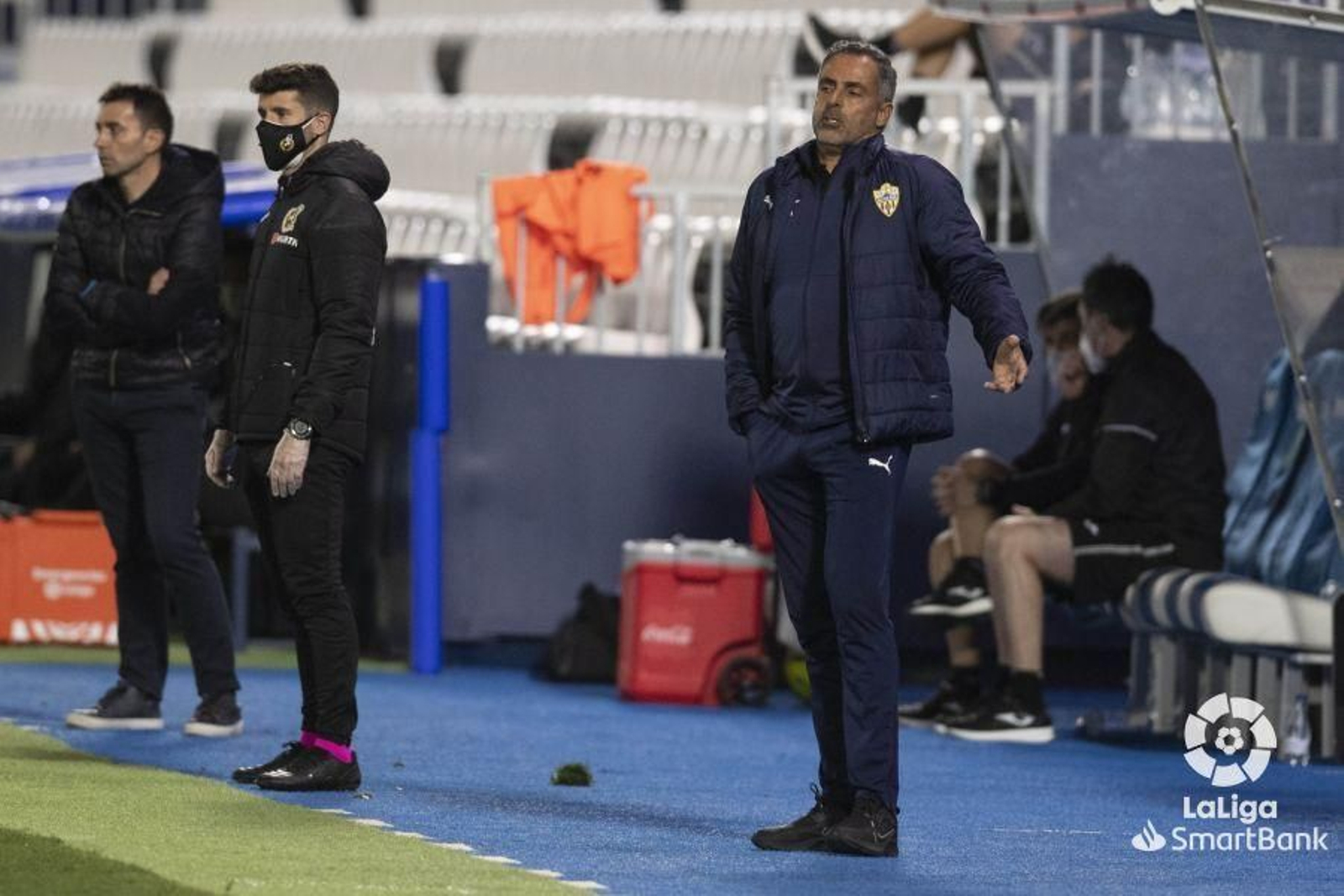 Gomes muestra un gesto de no comprender una acción de juego en Leganés.