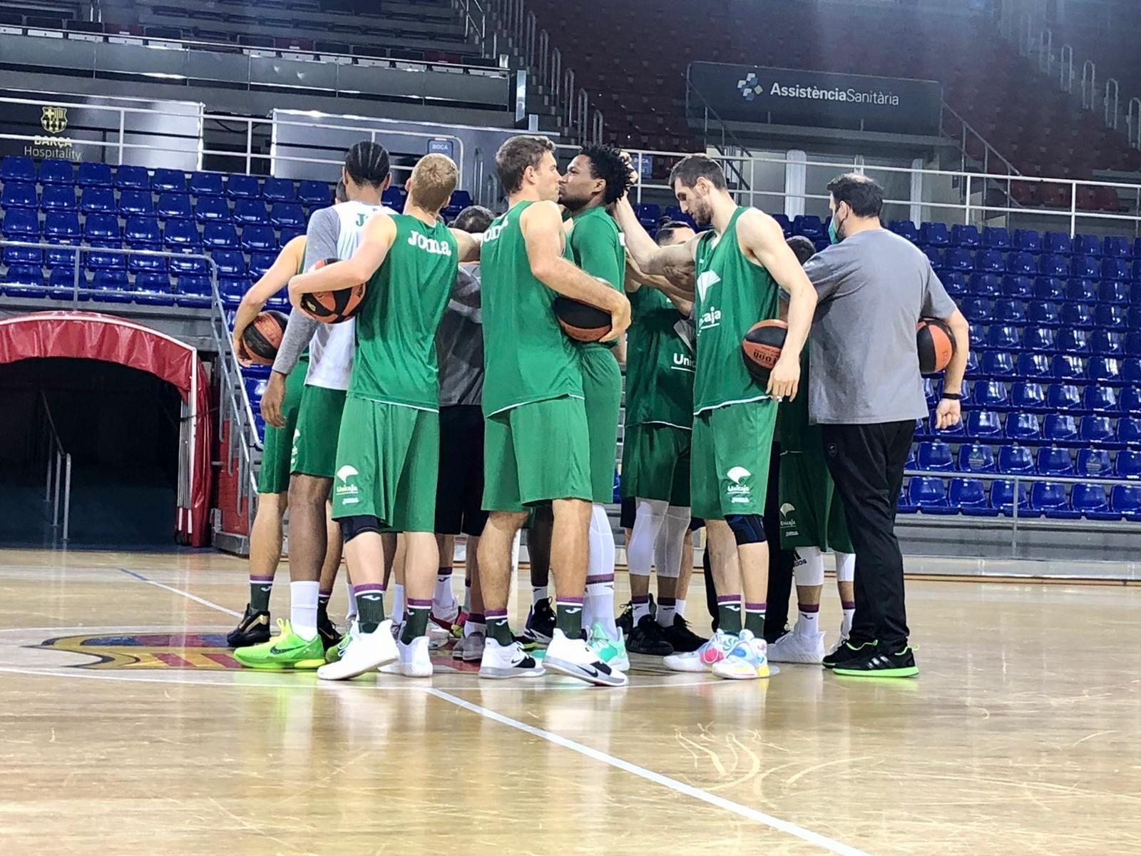 Las fotos del entrenamiento del Unicaja en el Palau Blaugrana