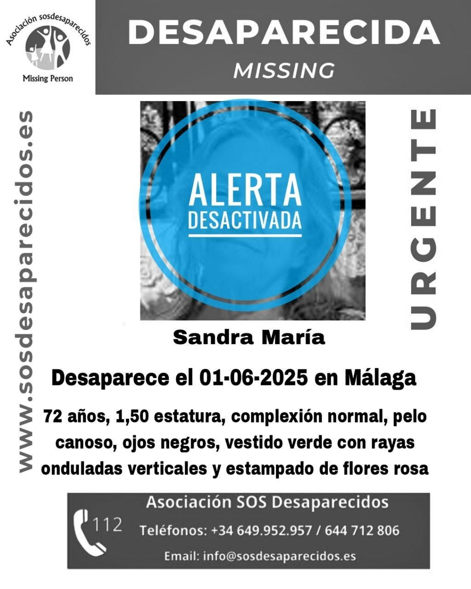 SOS Desaparecidos desactiva la alerta
