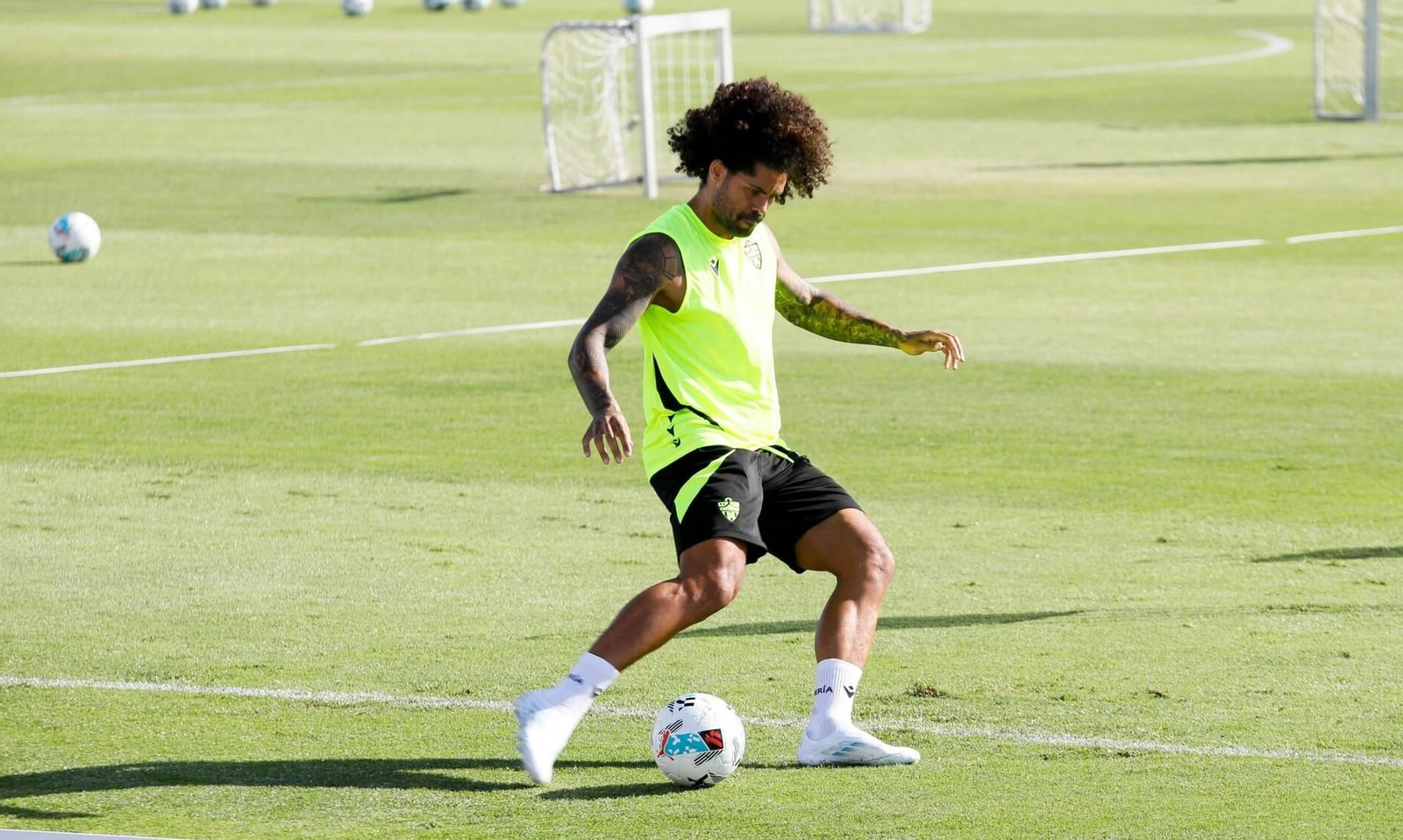 Aridane en un entrenamiento del Almería.