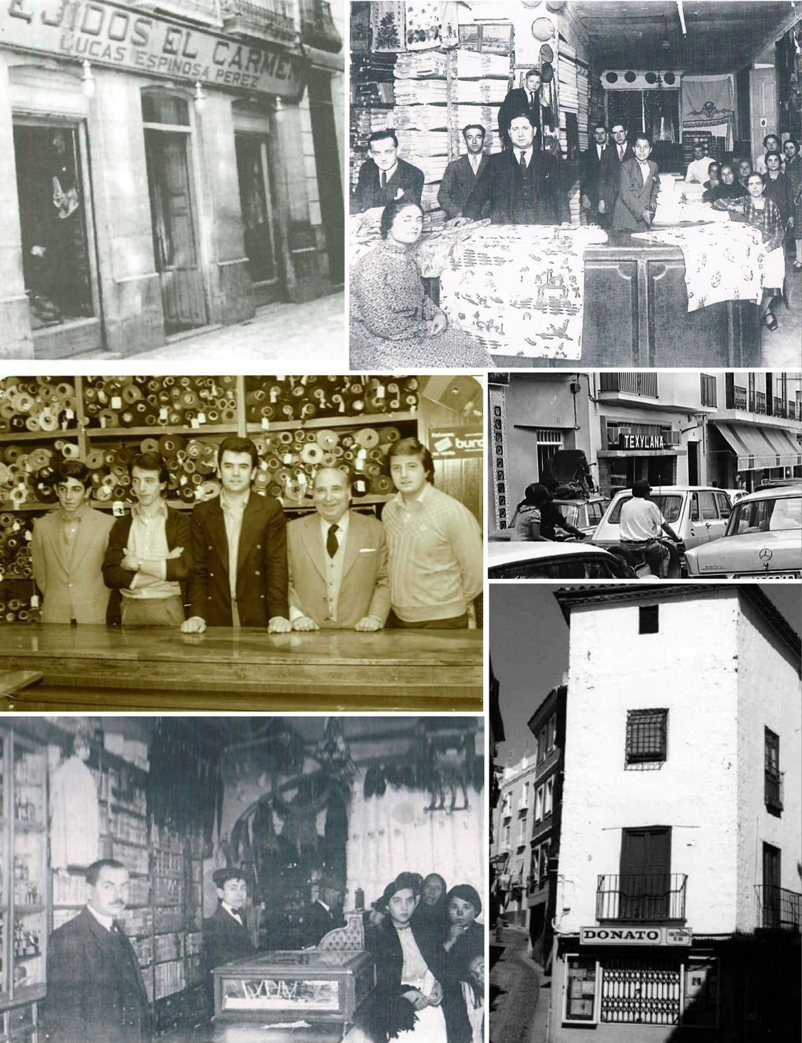 De arriba a abajo: Tejidos El Carmen, interior de Tejidos Los Niños, Tejidos Texylana y merecería Casa Donato.