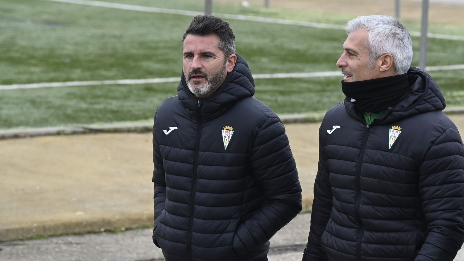 Iván Ania, junto a César Negredo, en la Ciudad Deportiva del Córdoba CF.