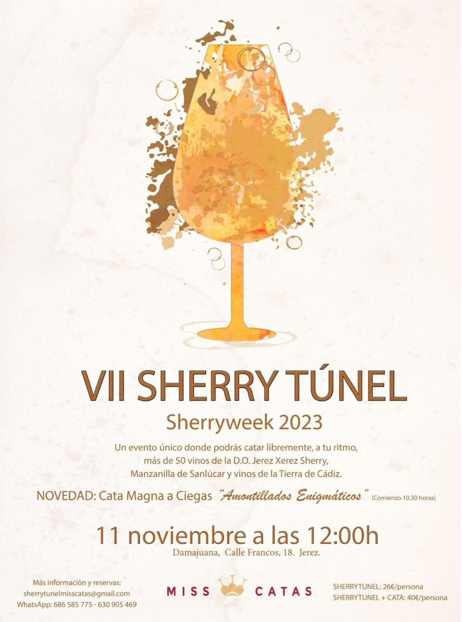 Cartel del VII Sherry Túnel de Miss Catas en Damajuana.