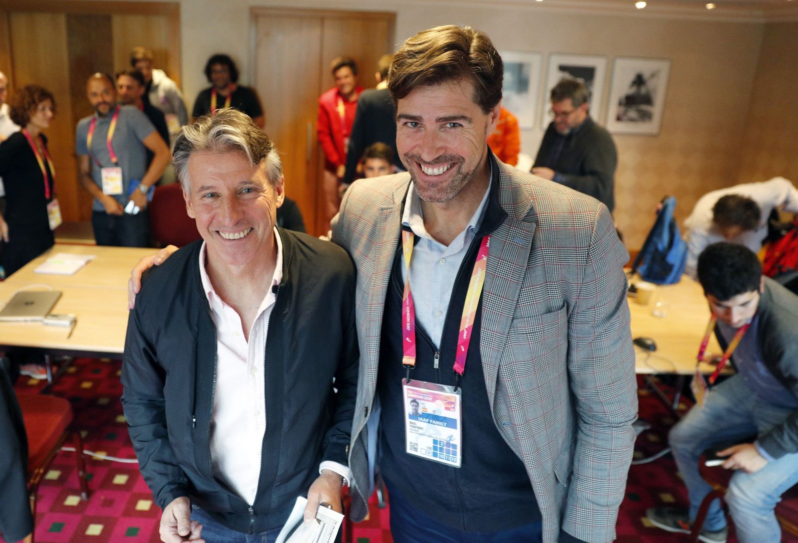 Sebastian Coe y el presidente de la Federación Española de Atletismo, Raúl Chapado, en un encuentro en Londres.