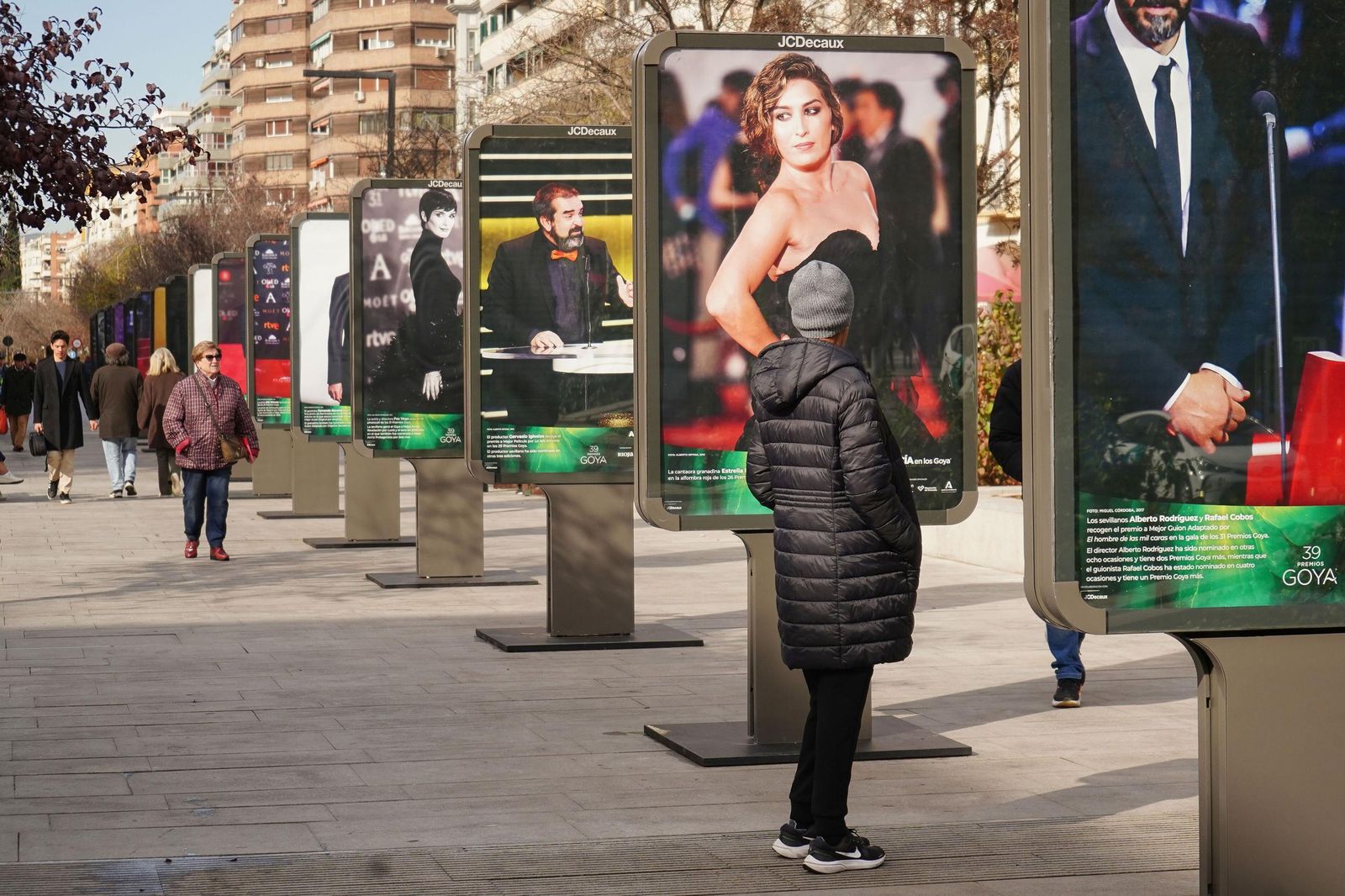 Los Premios Goya del cine español se empiezan a notar en Granada con una exposición en la avenida de la Constitución