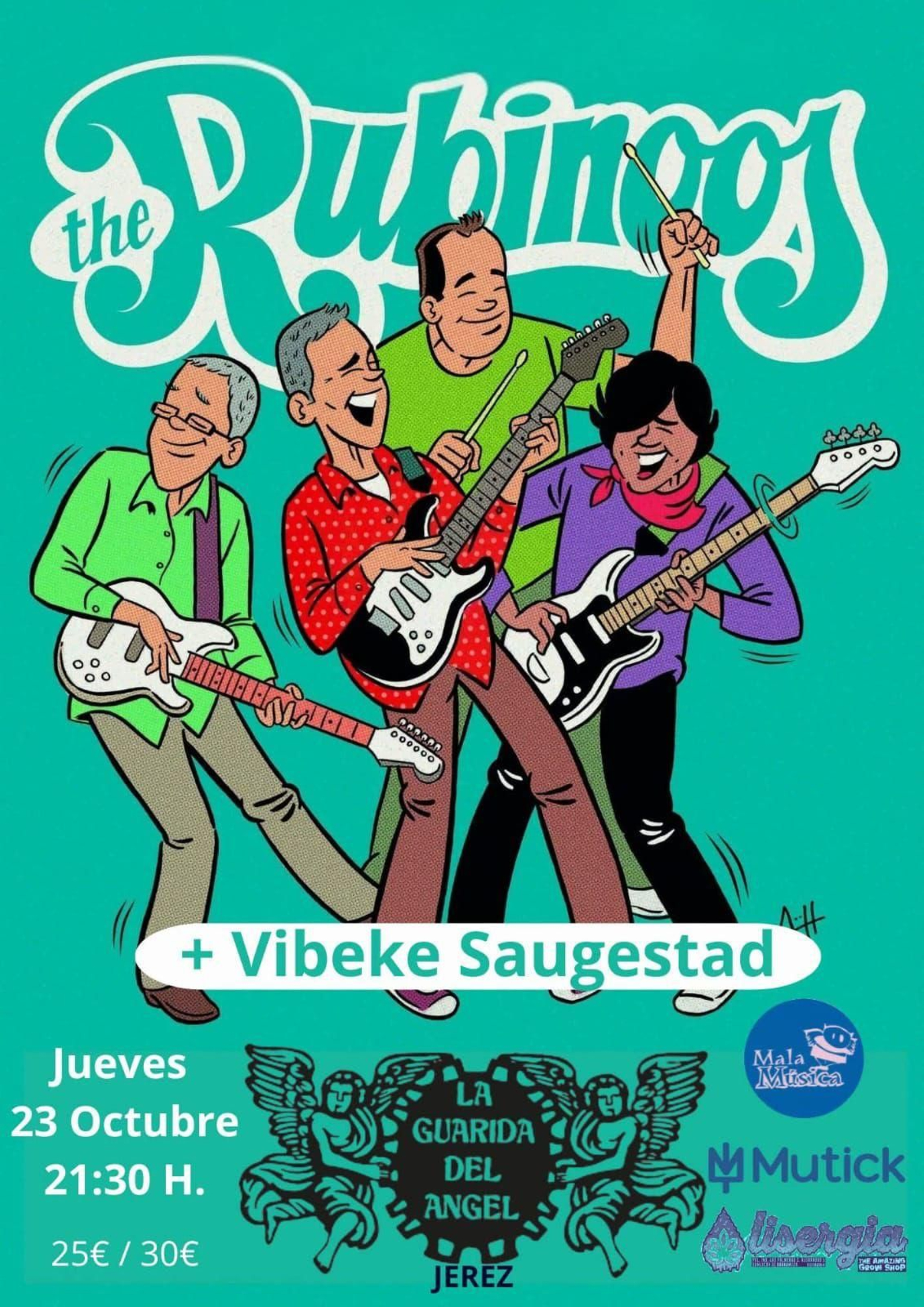 Cartel promocional del concierto de The Rubinoos + Vibeke Saugestad