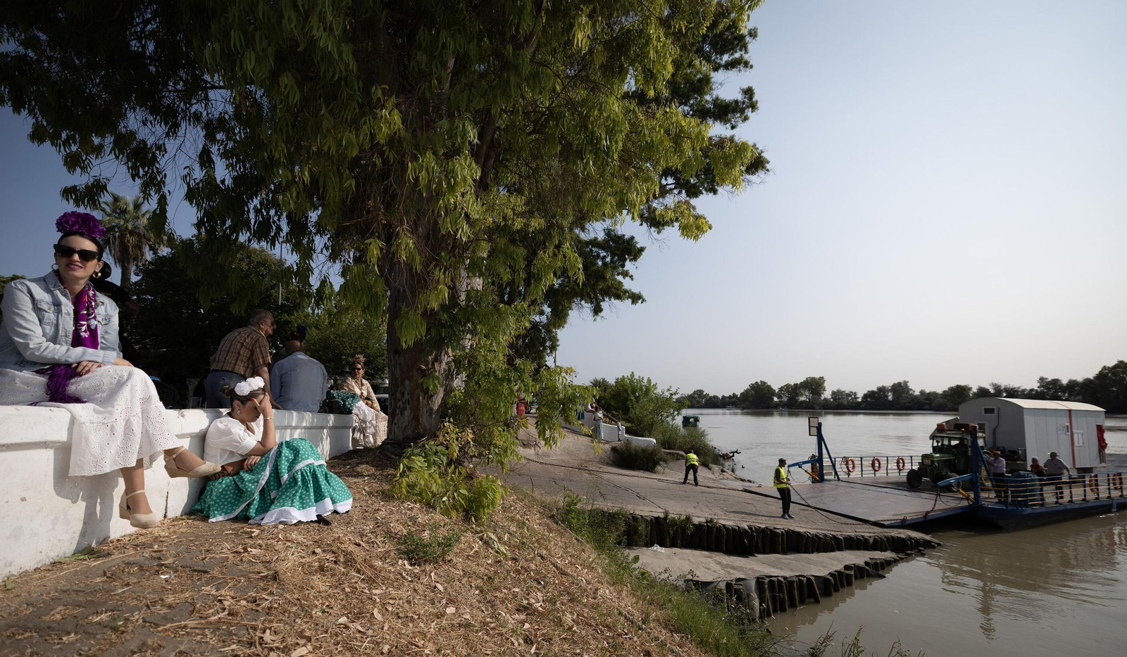 El embarcadero de Coria durante estos días de Rocío.
