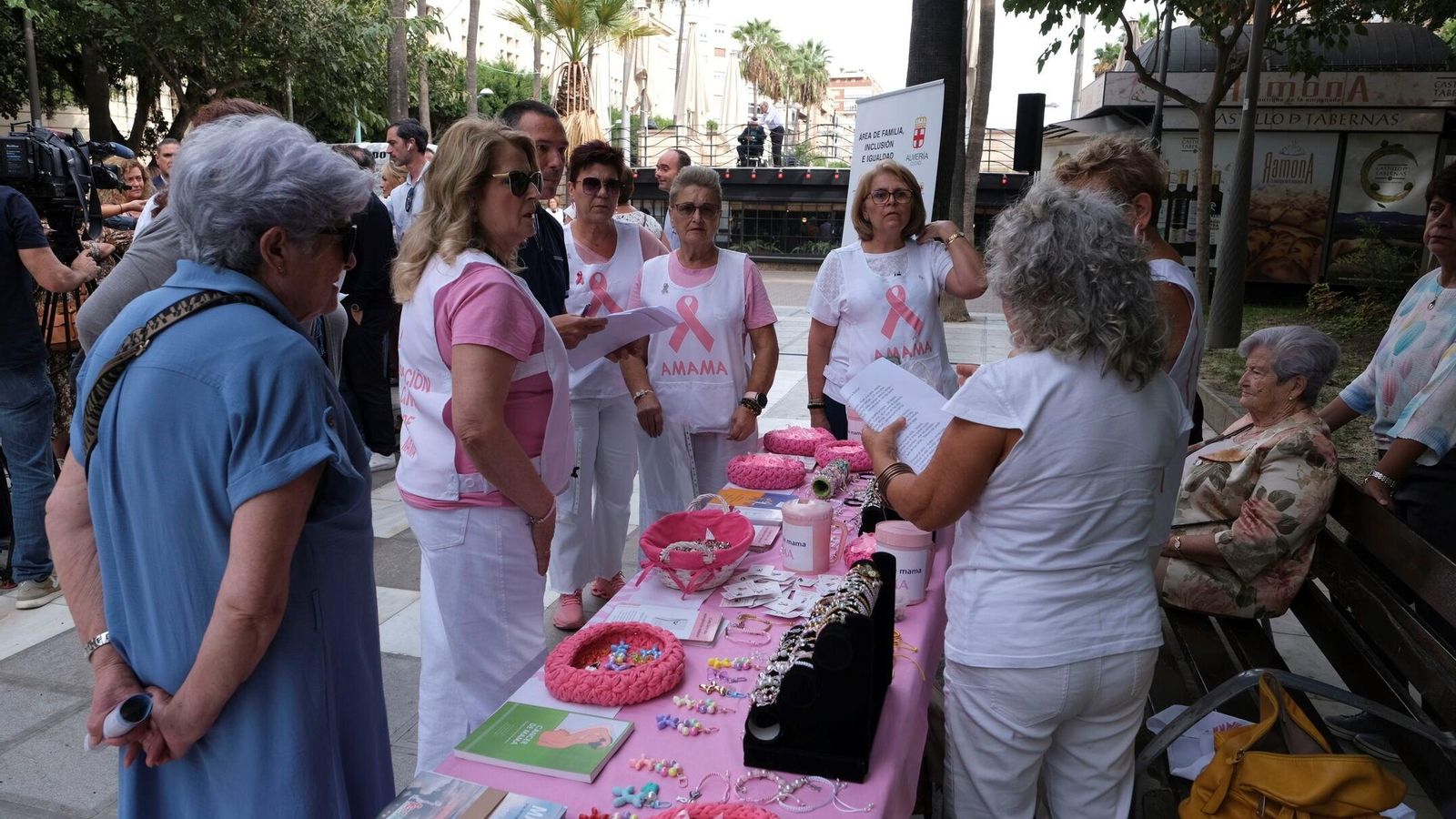 Mesa informativa y para recaudar donativos para la Asociación AMAMA en la Rambla de Almería.