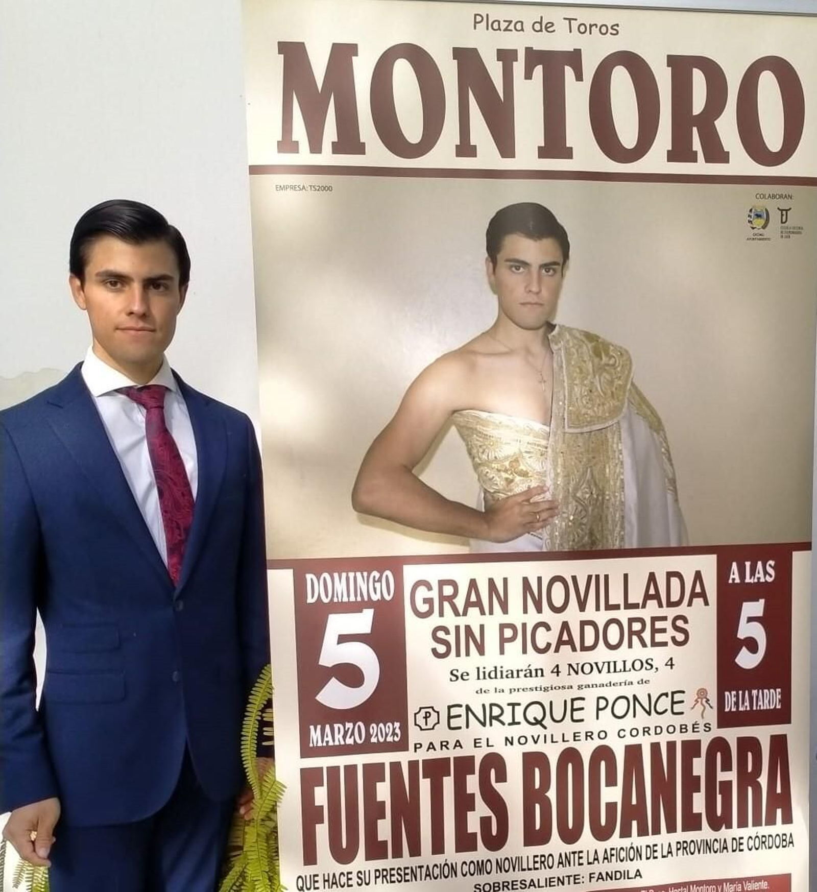 El novillero Fuentes Bocanegra, durante la presentación del cartel.