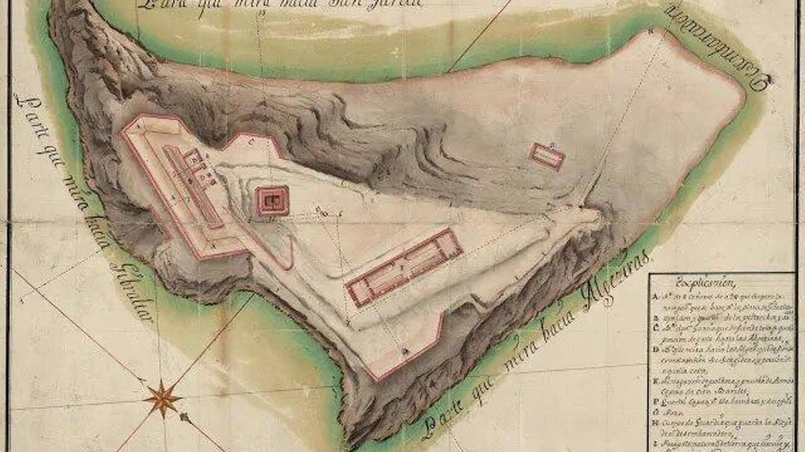 Plano del fuerte de la Isla Verde en el siglo XVIII