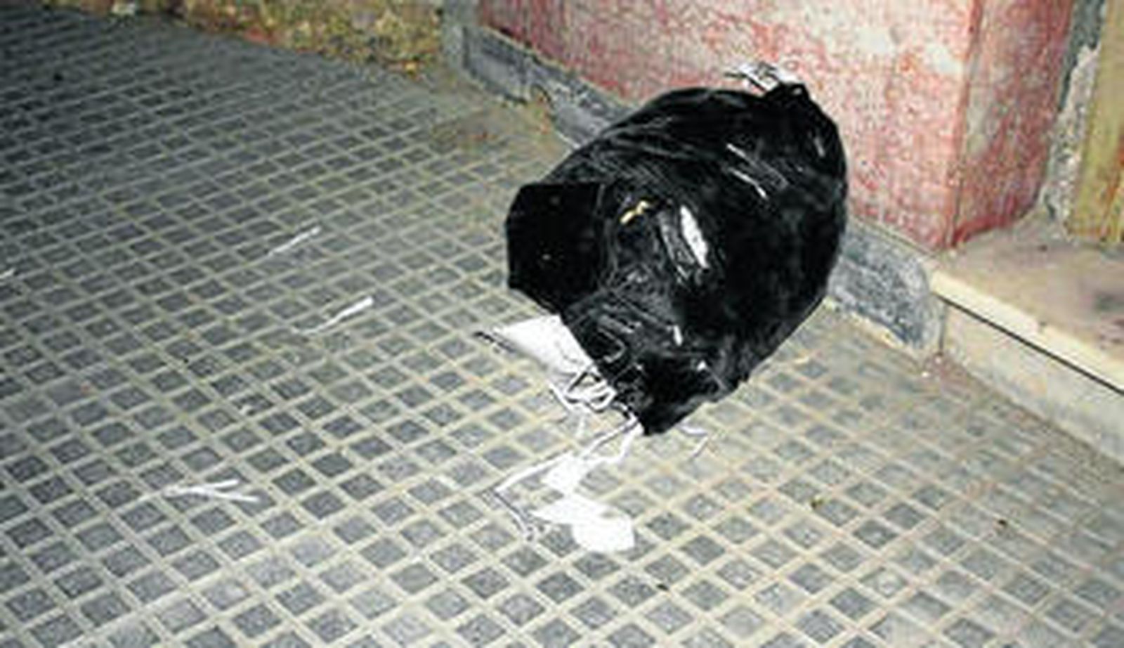 En la bolsa de basura, que al parecer rompieron unos niños mientras jugaban, también se apreciaban restos de documentos triturados.