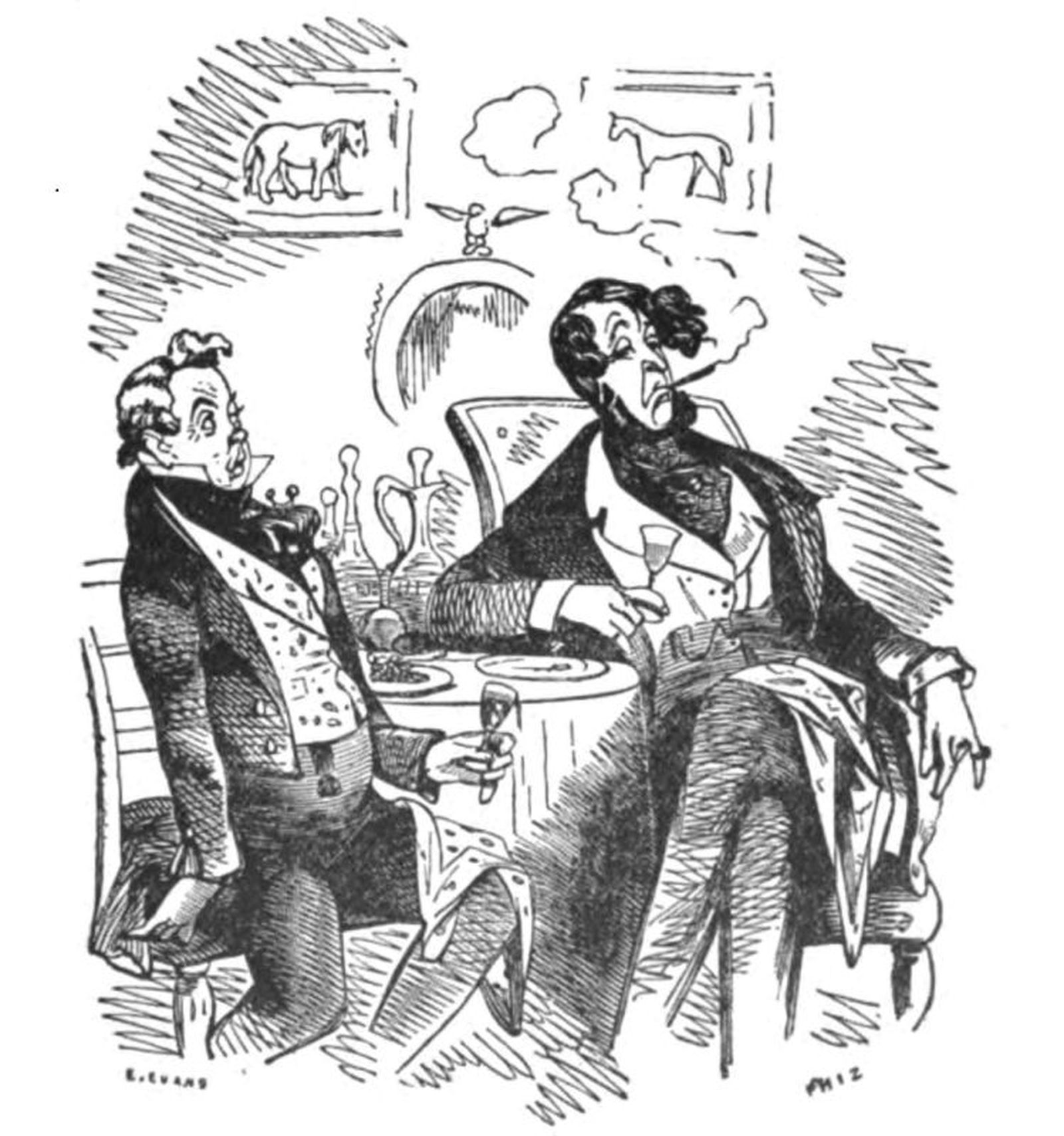 Grabado de Phiz ilustra la novela de 'Lever, Tales of the Train' (1857).