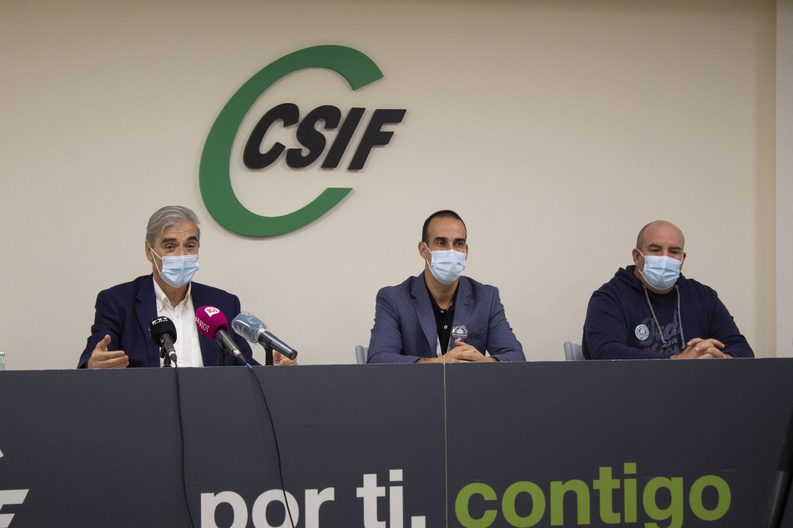 Dirigentes de CSIF, este viernes, en la rueda de prensa.
