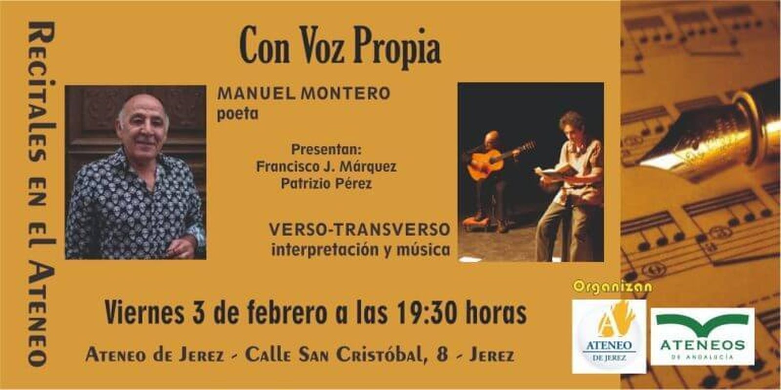 Recital poético "Con voz Propia" por Manuel Montero