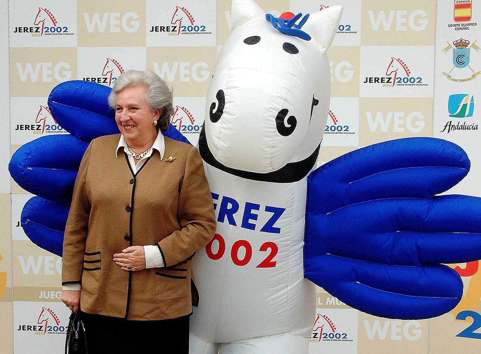 Doña Pilar de Borbón y Fino, la mascota de los Juegos Ecuestres.