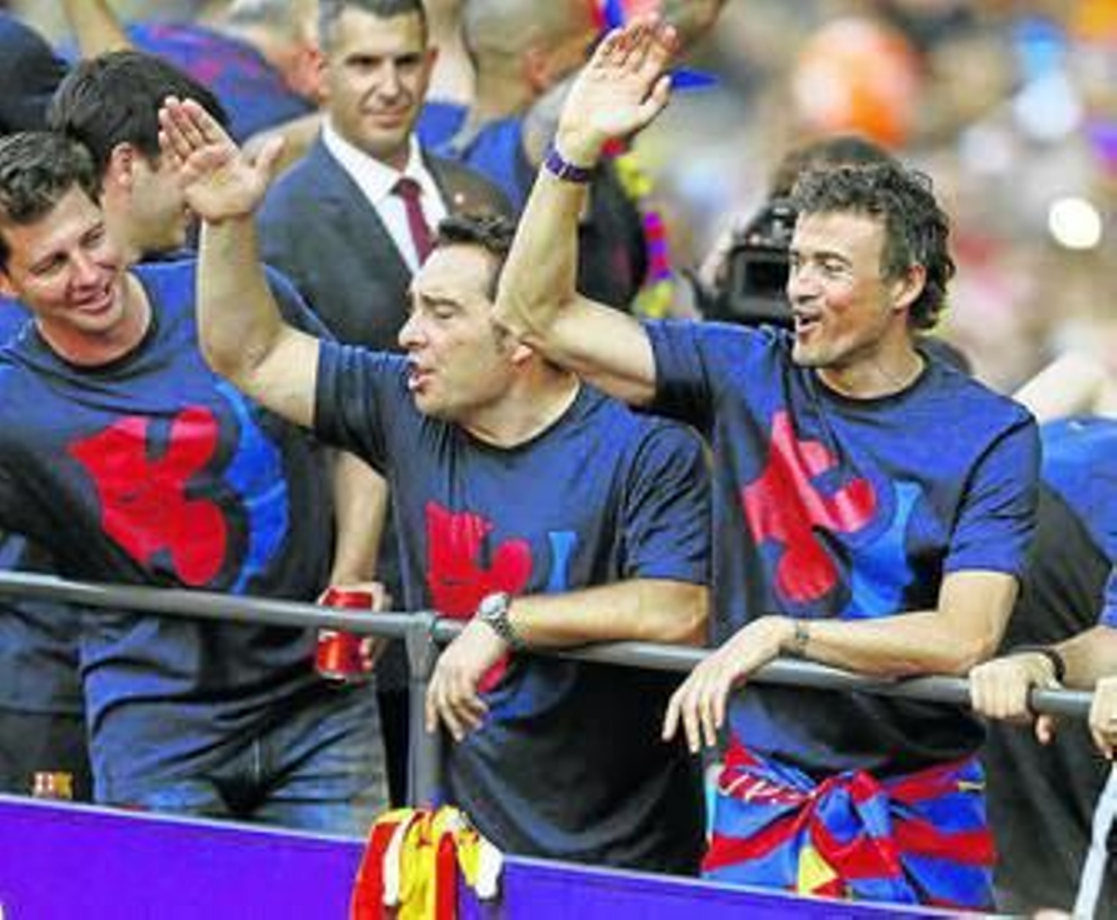 Luis Enrique, exultante durante la celebración del último título azulgrana.