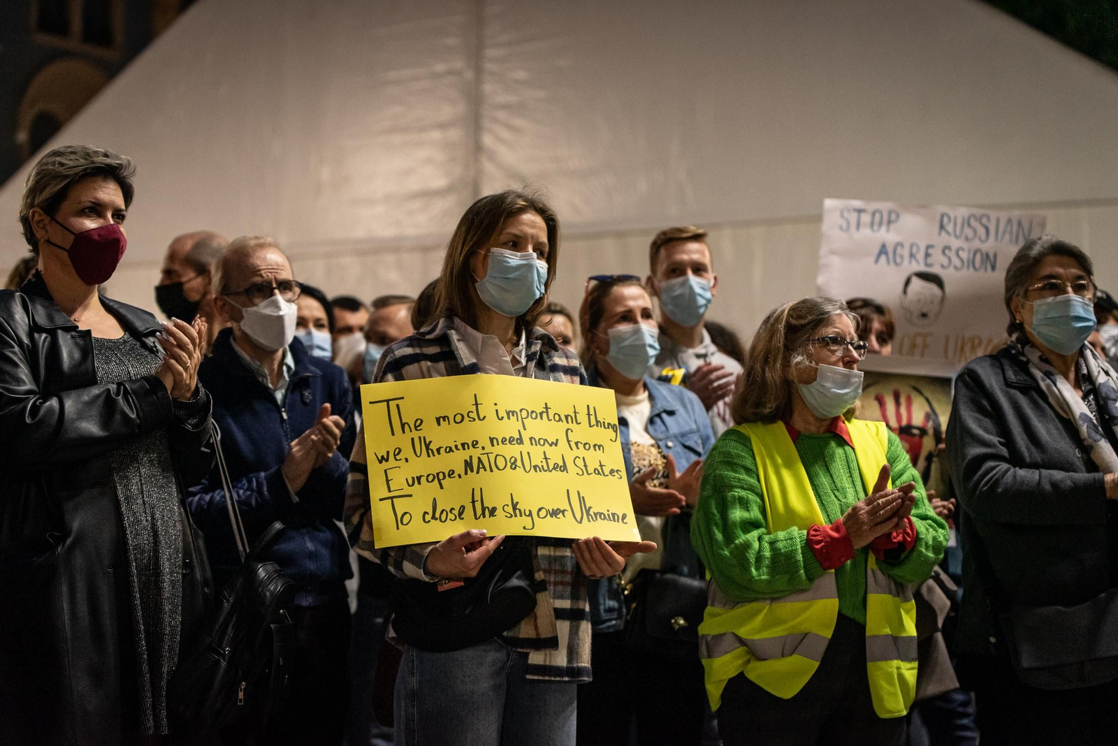 Imágenes de la concentración contra la guerra en Ucrania