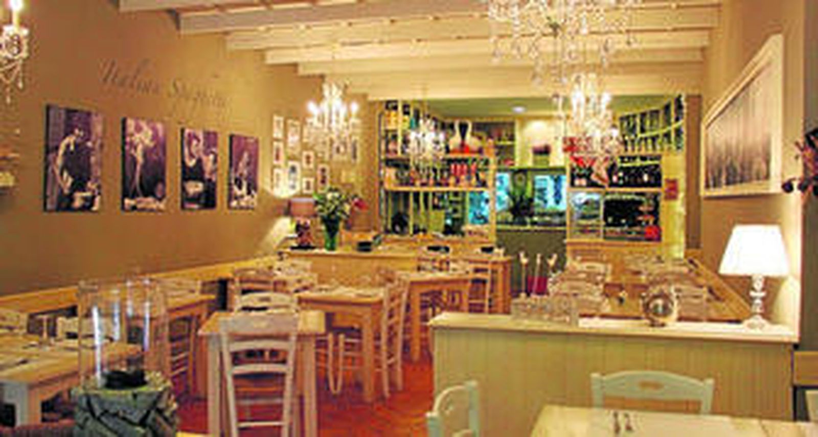 A la izquierda, una imagen de L'Oca Giuliva, uno de los tres restaurantes del Grupo GMI. Sobre estas líneas, un detalle de Il Basilico, en Mairena.