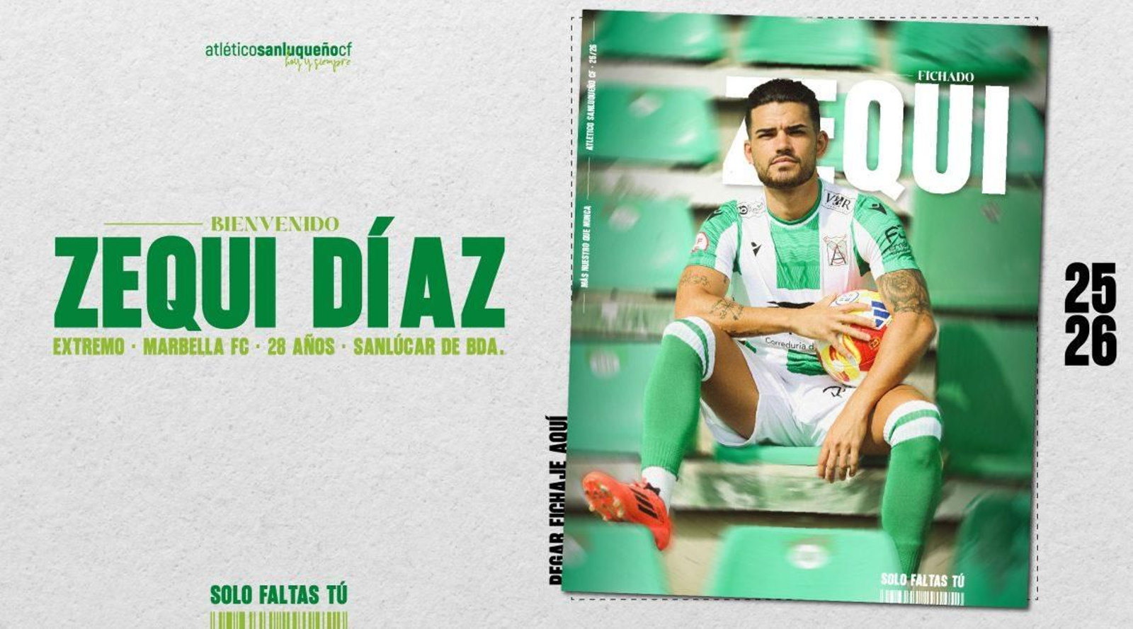 Cartel de bienvenida  del Atlético Sanluqueño a Zequi.