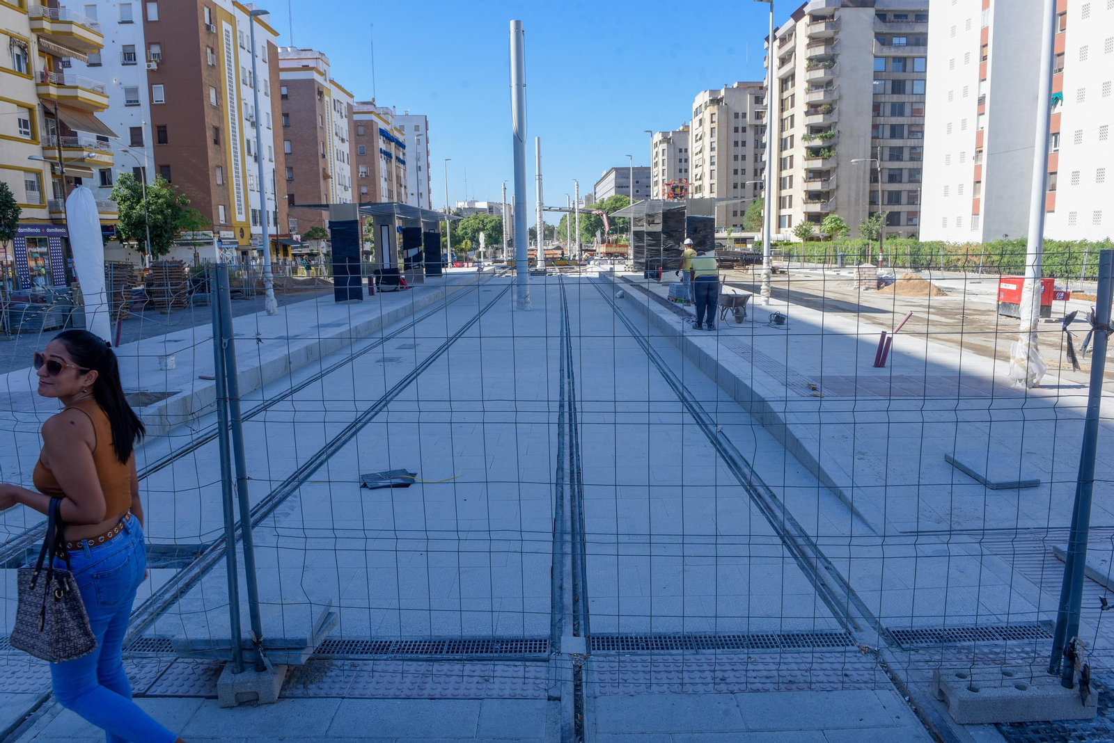 Imágenes de la situación de las obras del tranvía, en Nervión