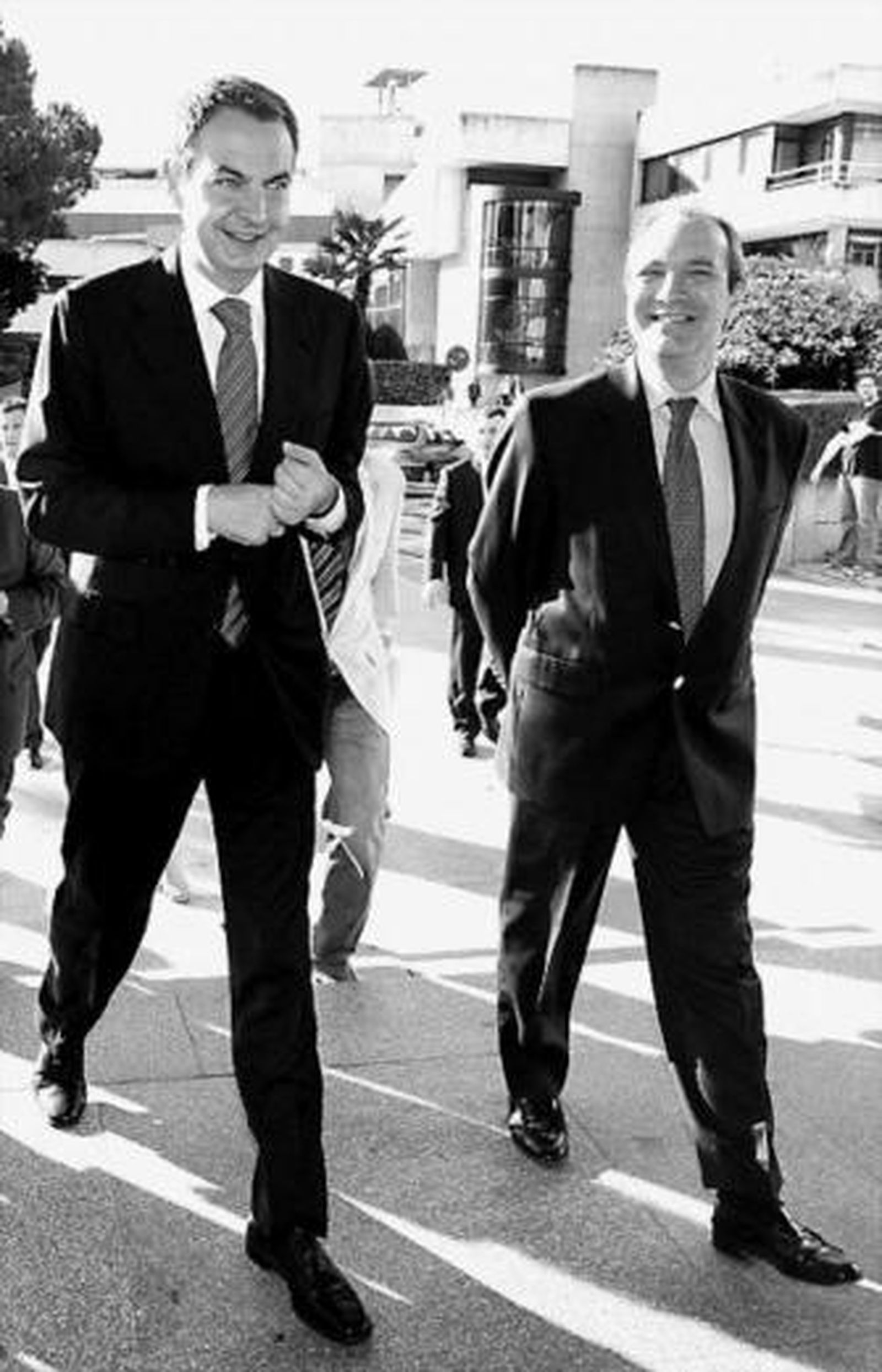 José Luis Rodríguez Zapatero, ayer, con el presidente de RTVE.