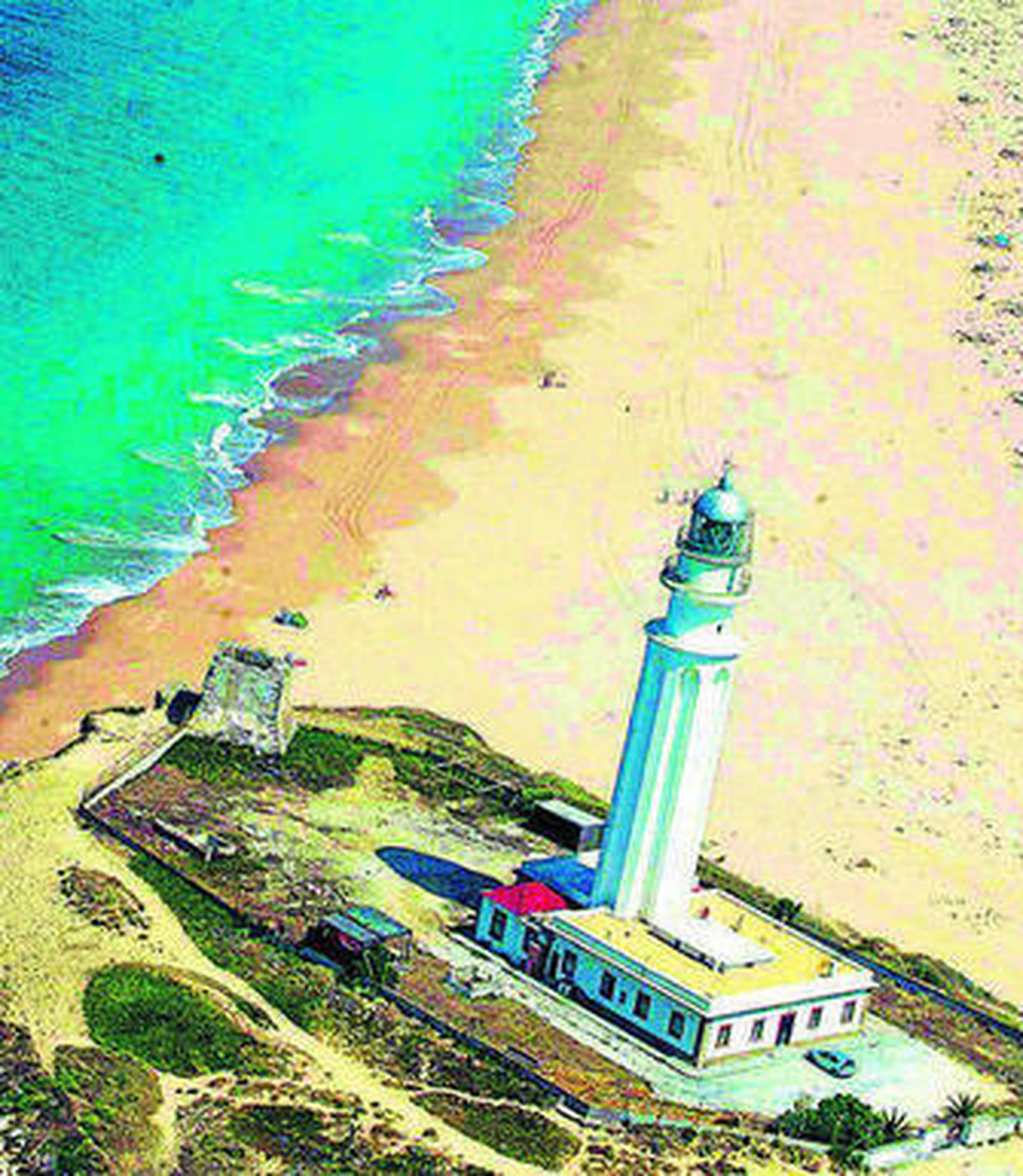 Una vista aérea del Faro de Trafalgar.
