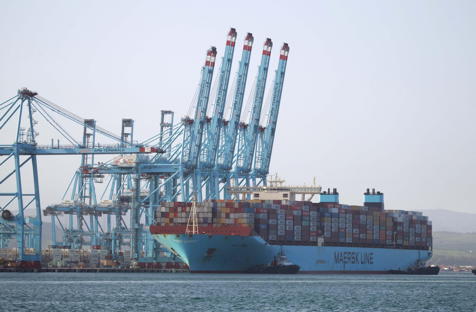 Un portacontenedores de la Maersk, en la terminal de APM en el Puerto de Algeciras.
