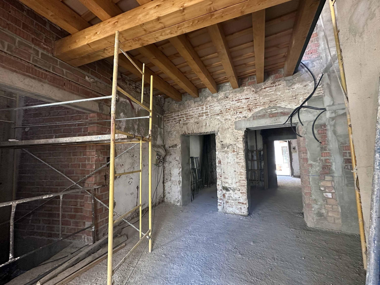 Estado actual de las obras de rehabilitación y ampliación de la casa de Blas Infante en Isla Cristina, este martes