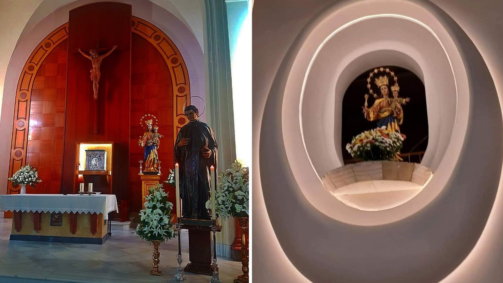 Antes y después del altar mayor