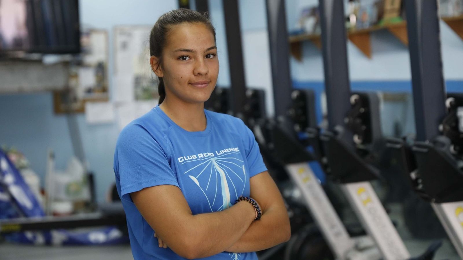 La remera Esther Fuerte (Club de Remo Linense), subcampeona del Mundo júnior en 2025.