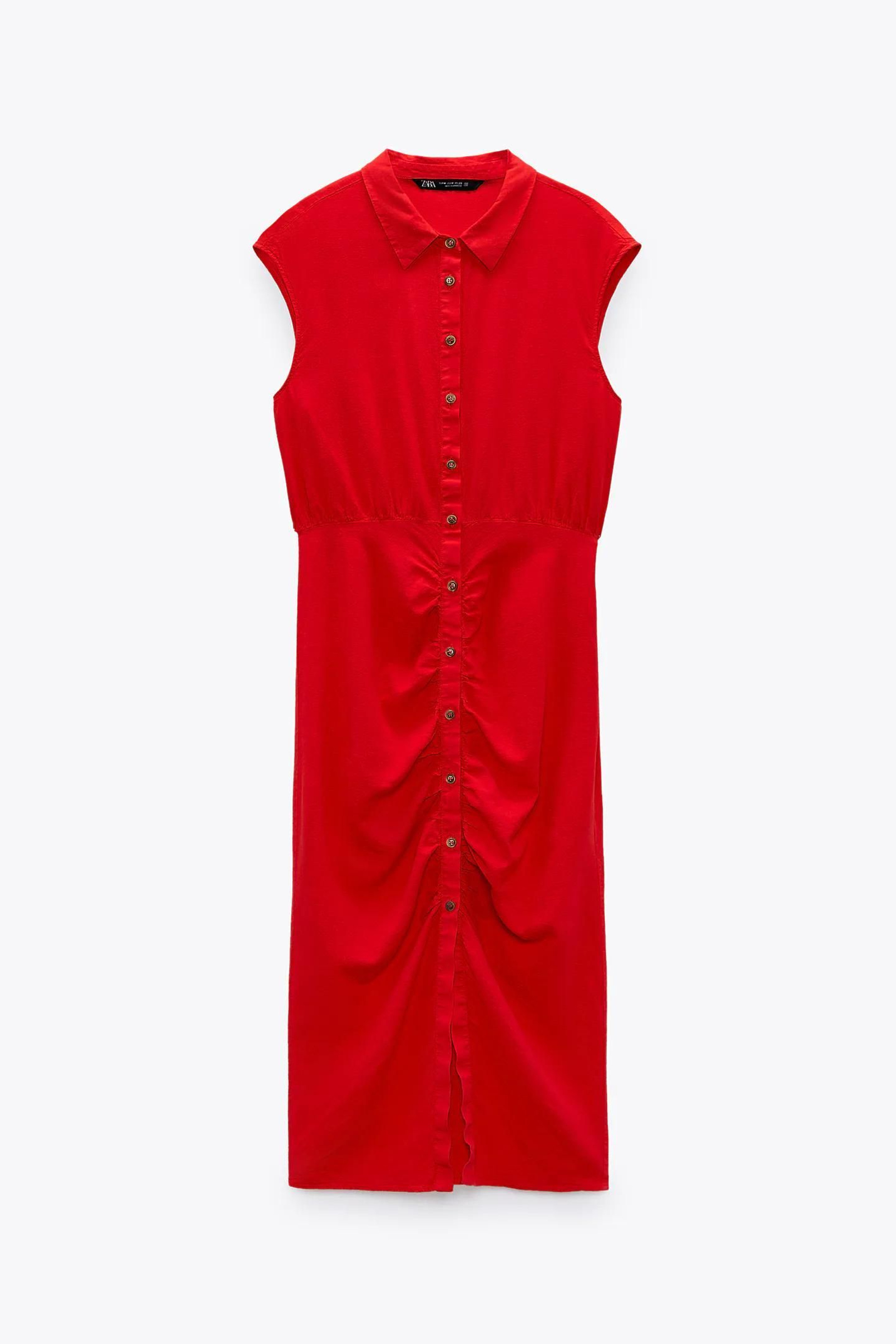 Vestido rojo abotonado de Zara. Vestido rojo abotonado de Zara.