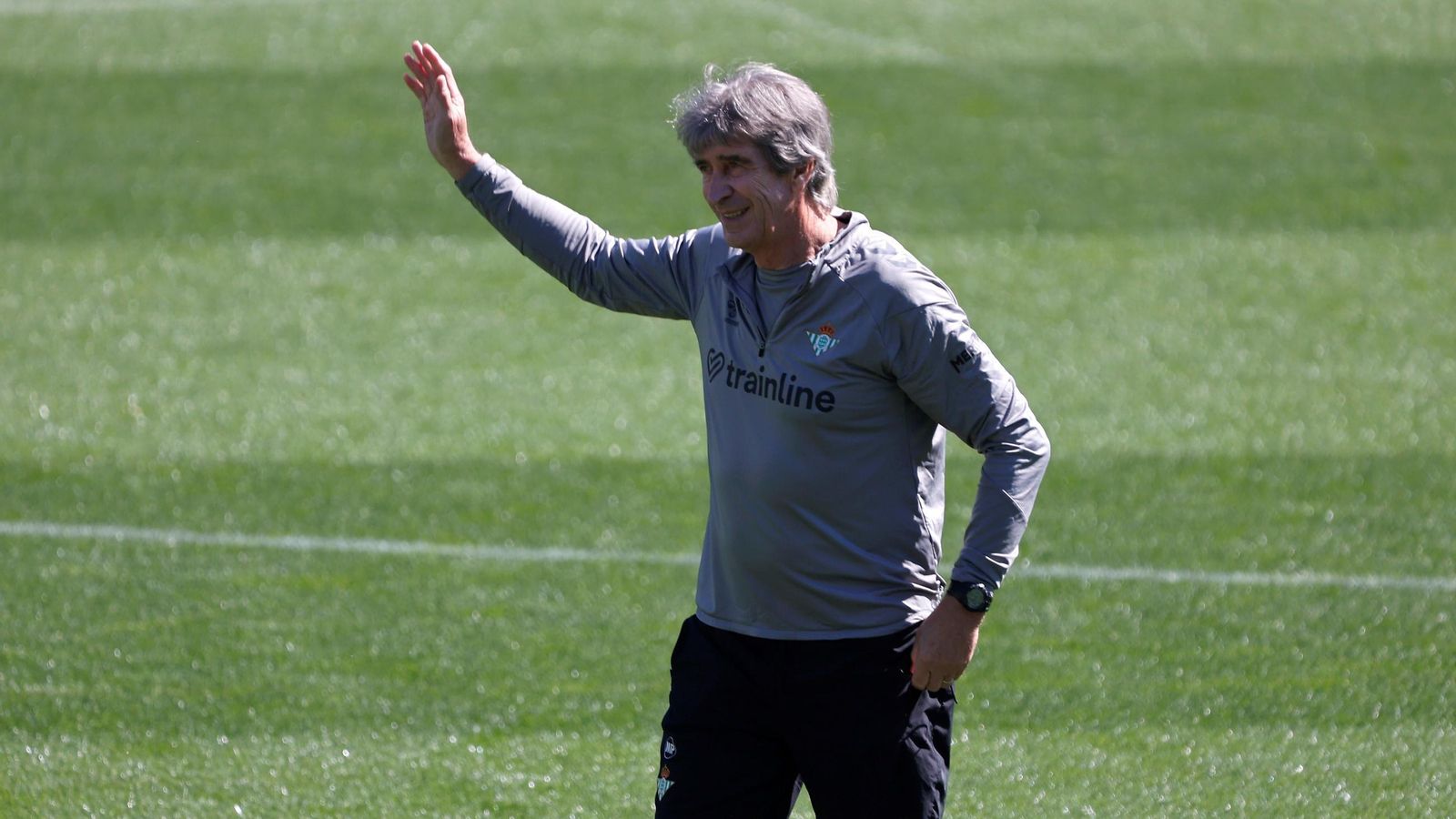 Pellegrini, en una sesión de trabajo reciente en el Villamarín.