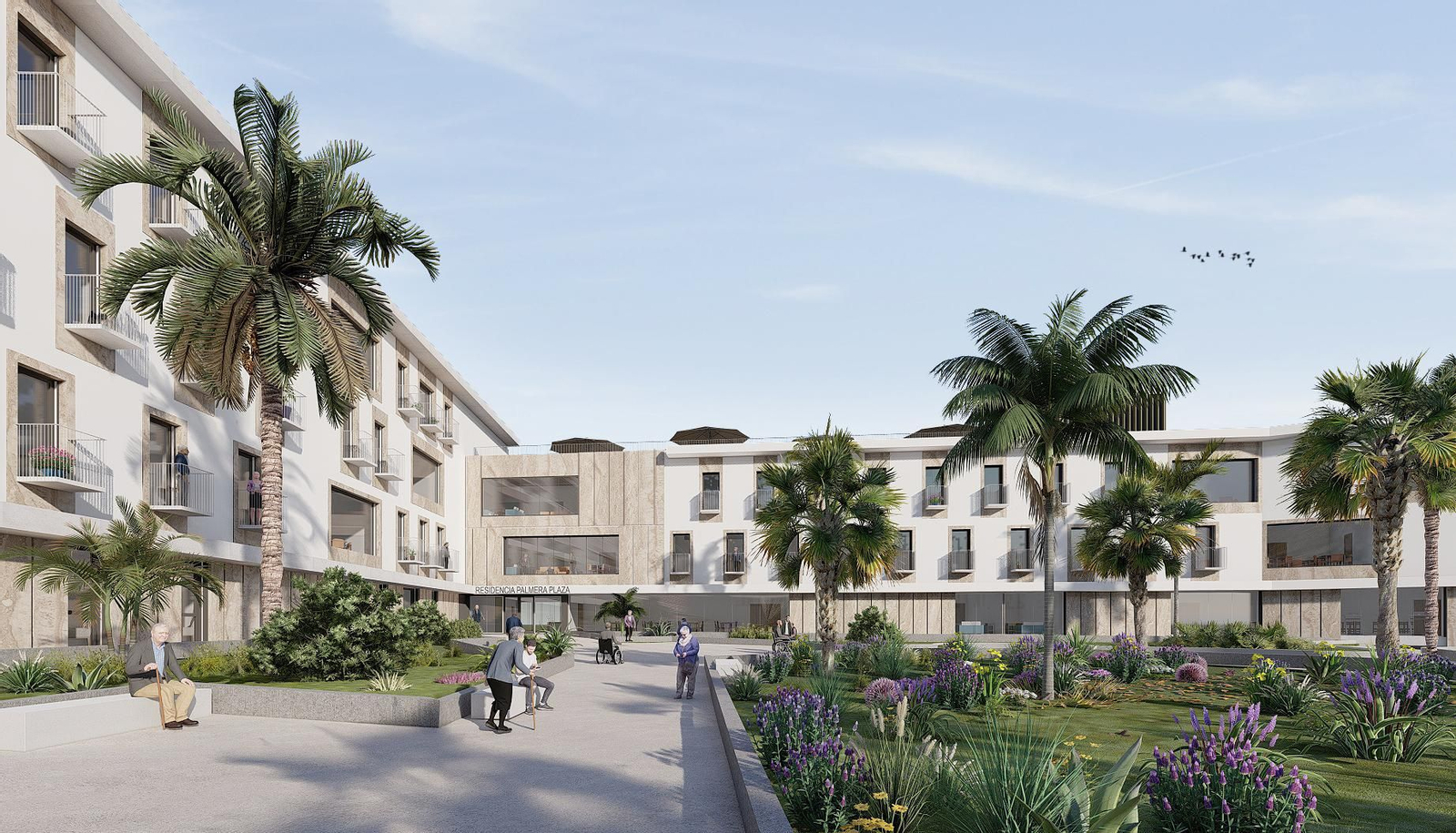 Boceto del edificio que albergará la residencia de ancianos. Así será el futuro geriátrico en el antiguo hotel Palmera Plaza