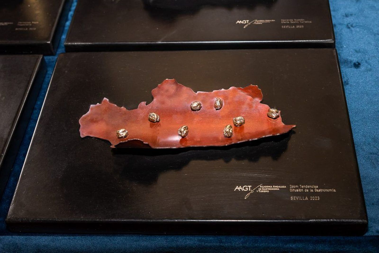 El trofeo entregado en la  edición del año pasado de los Premios de la Academia Andaluza de Gastronomía.