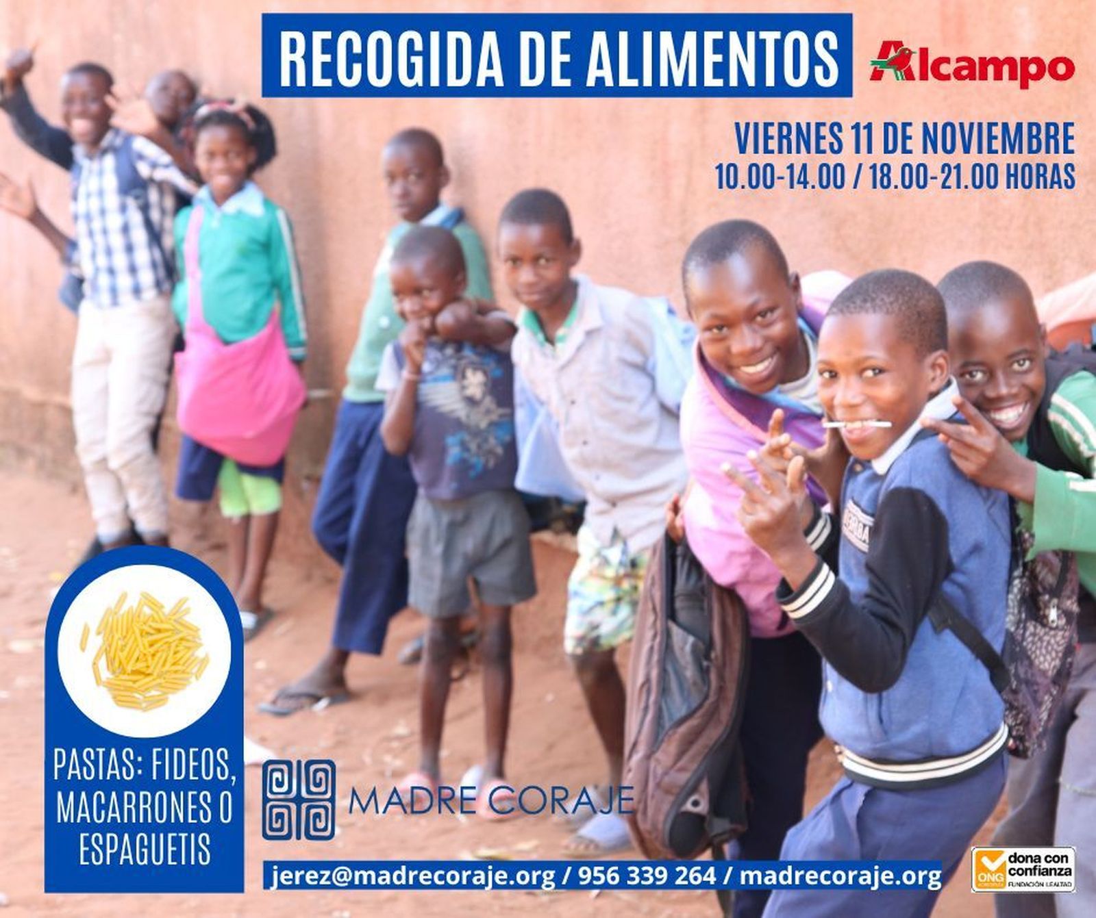 Recogida de alimentos de Madre Coraje este viernes 11 en Alcampo Jerez.