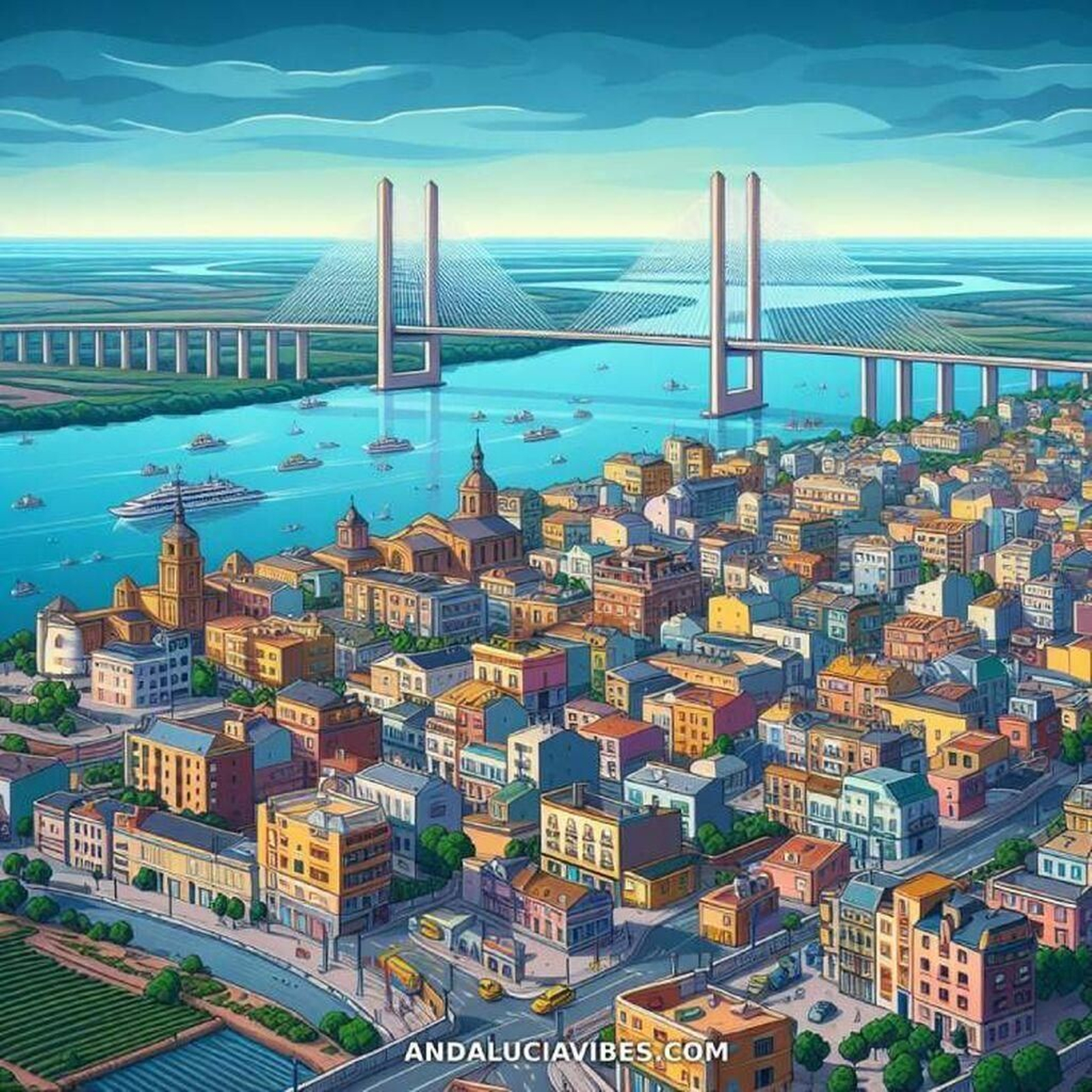 Puente internacional Ayamonte y rio Guadiana