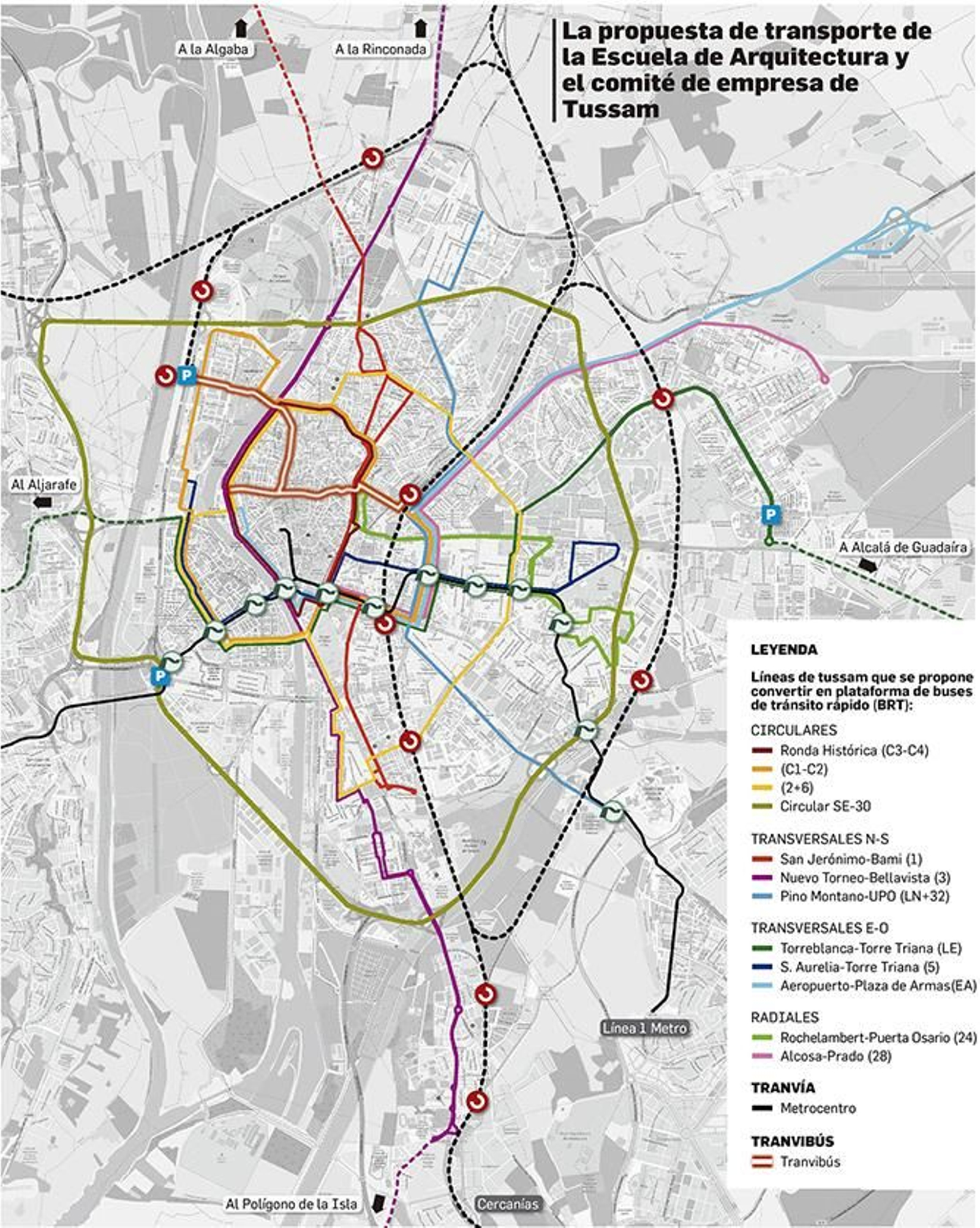 Propuesta de la Escuela de Arquitectura y el comité de empresa de Tussam