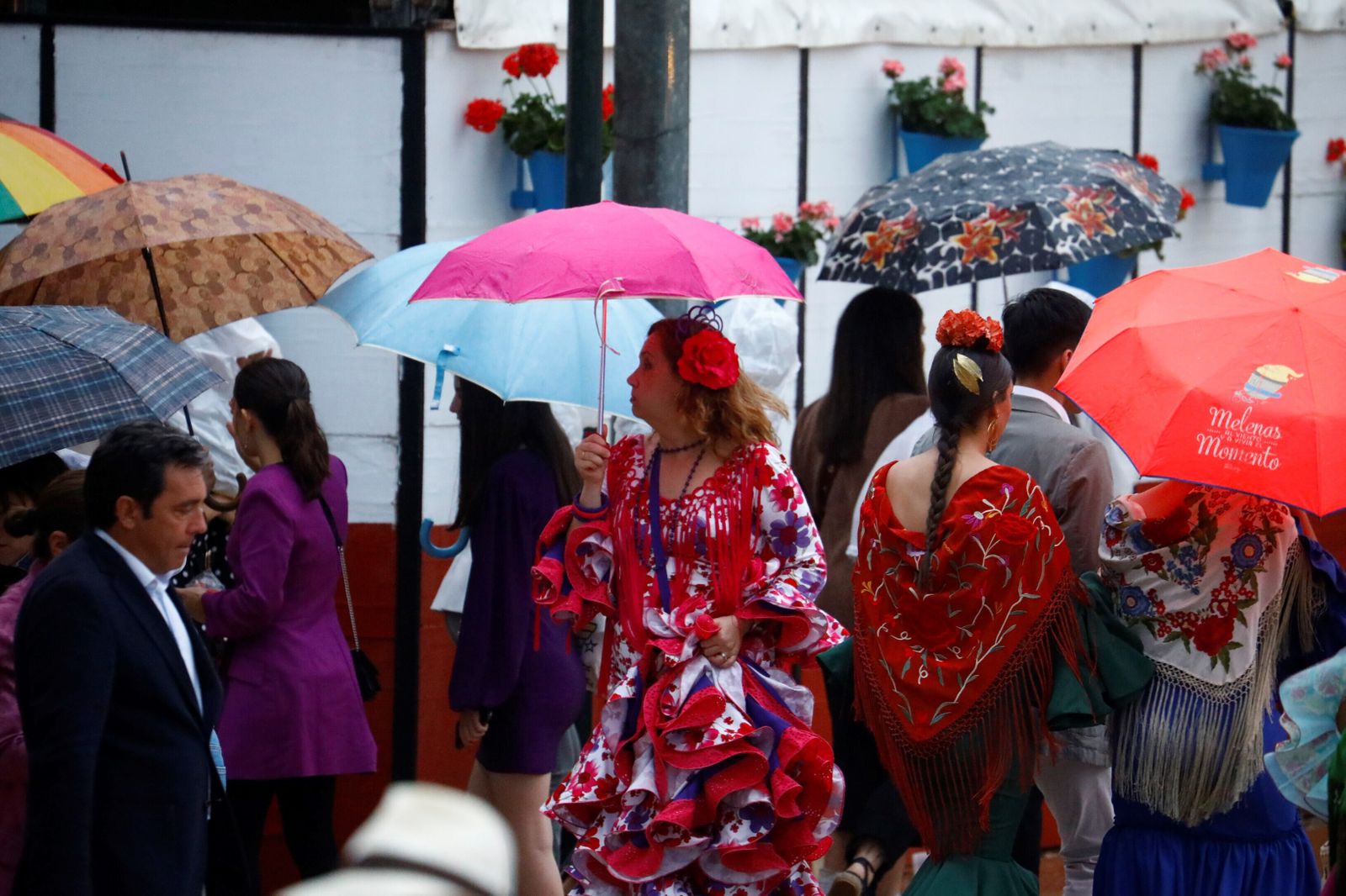 Lluvia en la Feria de Córdoba.