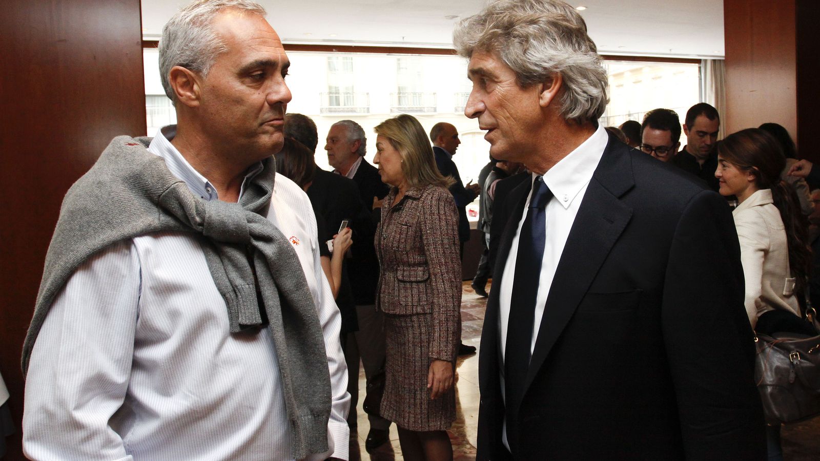 Manuel Pellegrini y Mario Husillos en su etapa en el Málaga.