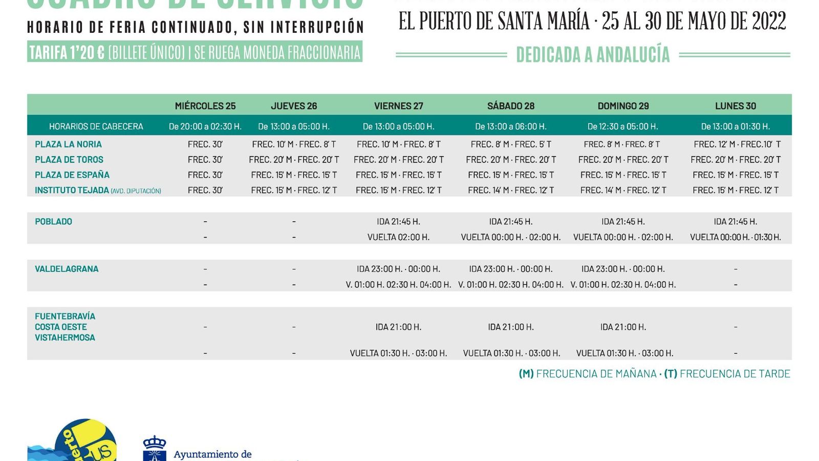 Líneas de autobuses locales hasta la Feria.